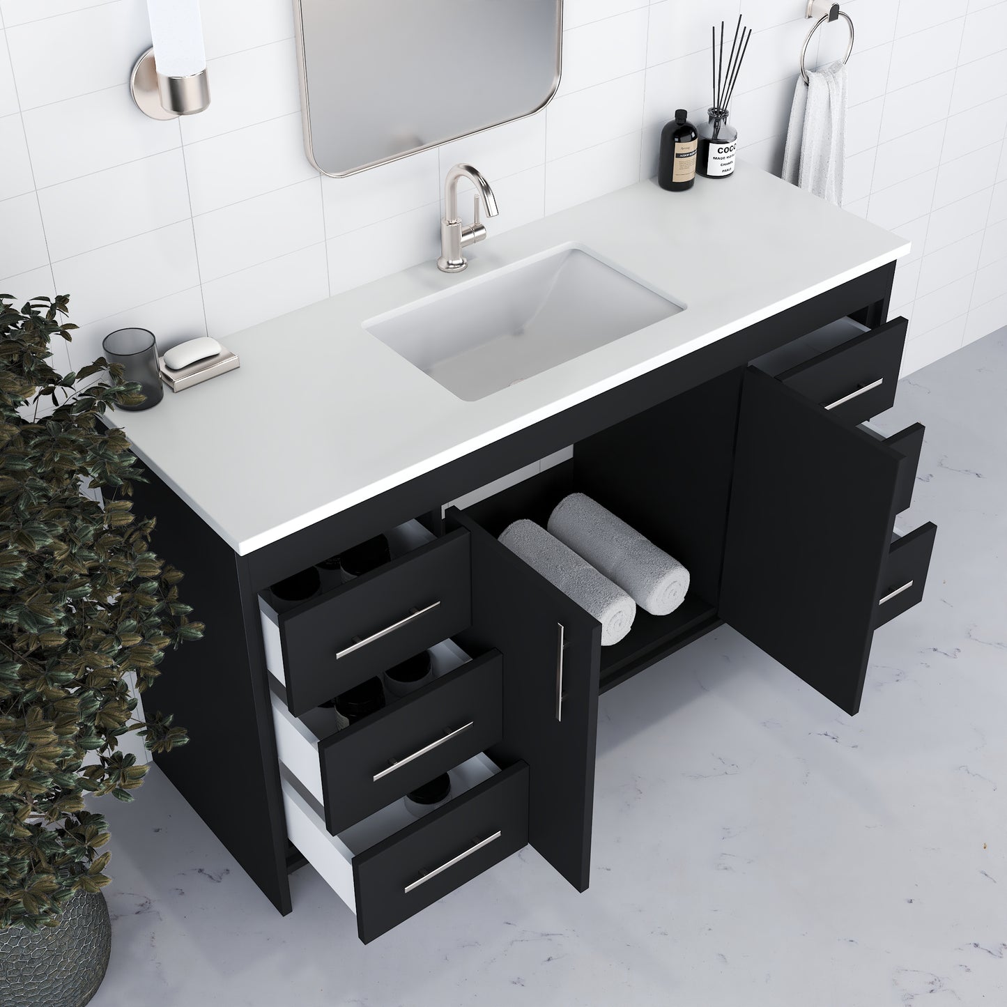 Capri 60" Single Sink Bathroom Vanity with integrated counter top