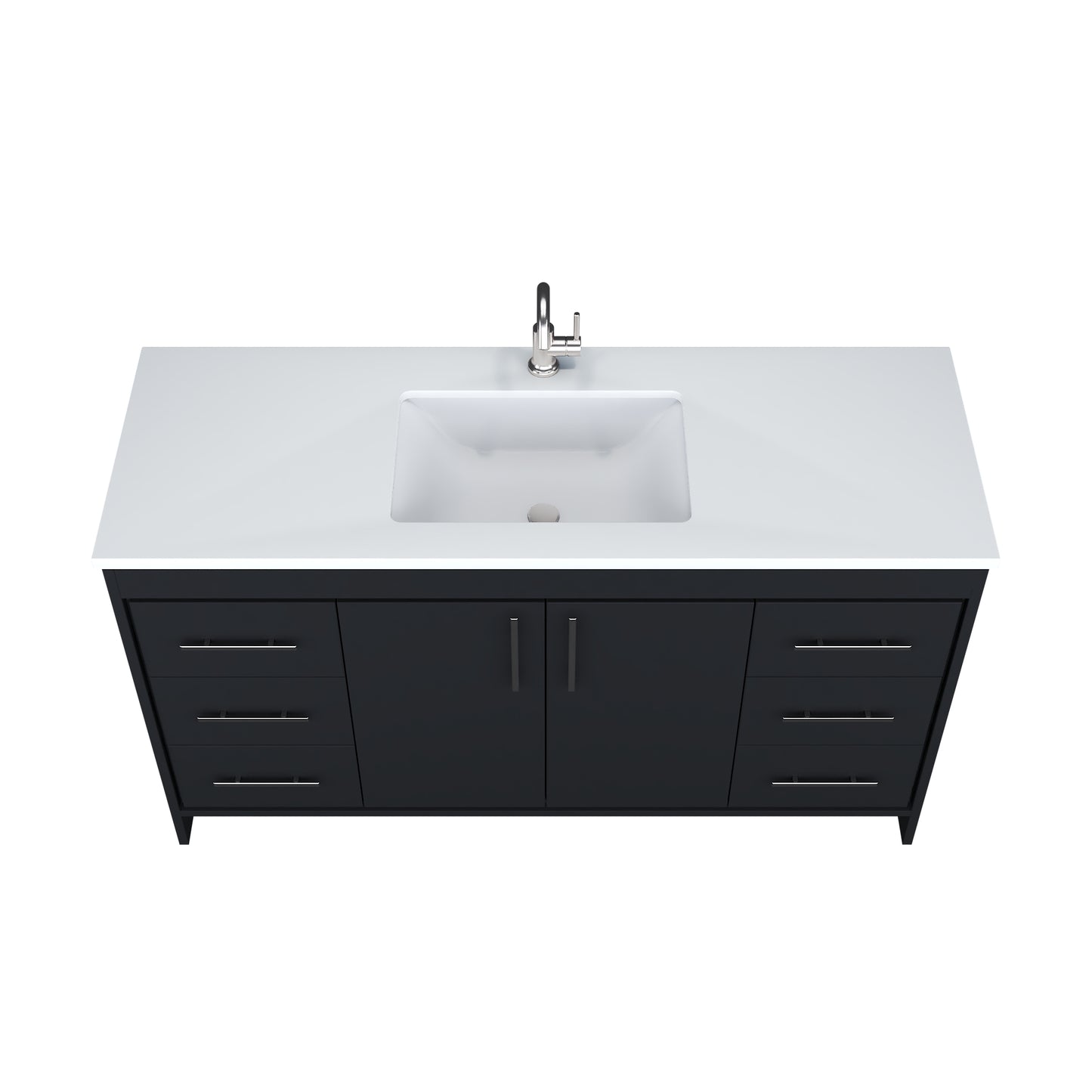 Capri 60" Single Sink Bathroom Vanity with integrated counter top