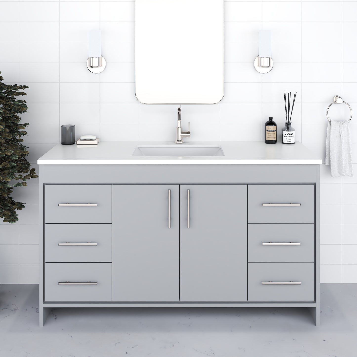 Capri 60" Single Sink Bathroom Vanity with integrated counter top