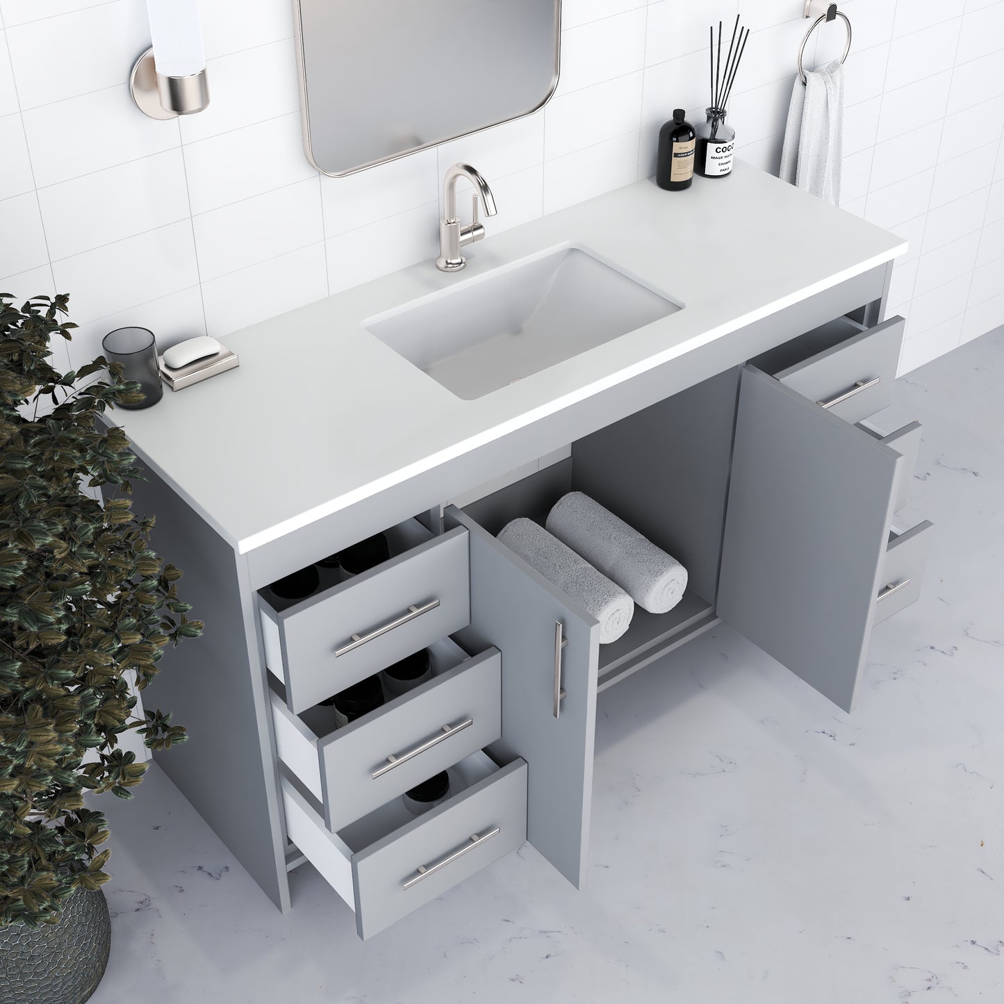 Capri 60" Single Sink Bathroom Vanity with integrated counter top