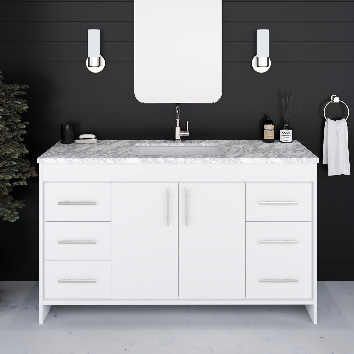 Capri 60" Single Sink Bathroom Vanity with integrated counter top