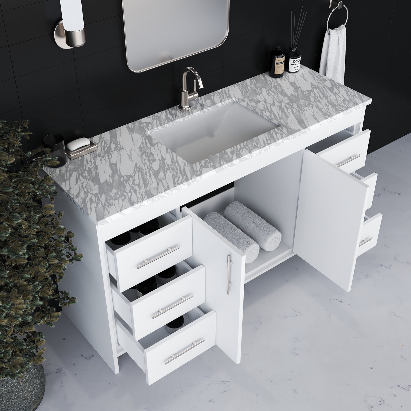 Capri 60" Single Sink Bathroom Vanity with integrated counter top