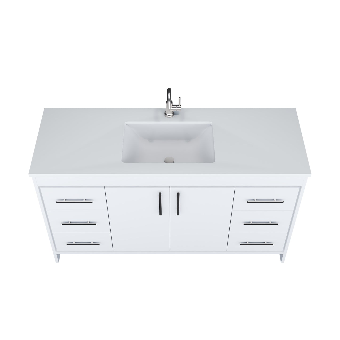 Capri 60" Single Sink Bathroom Vanity with integrated counter top