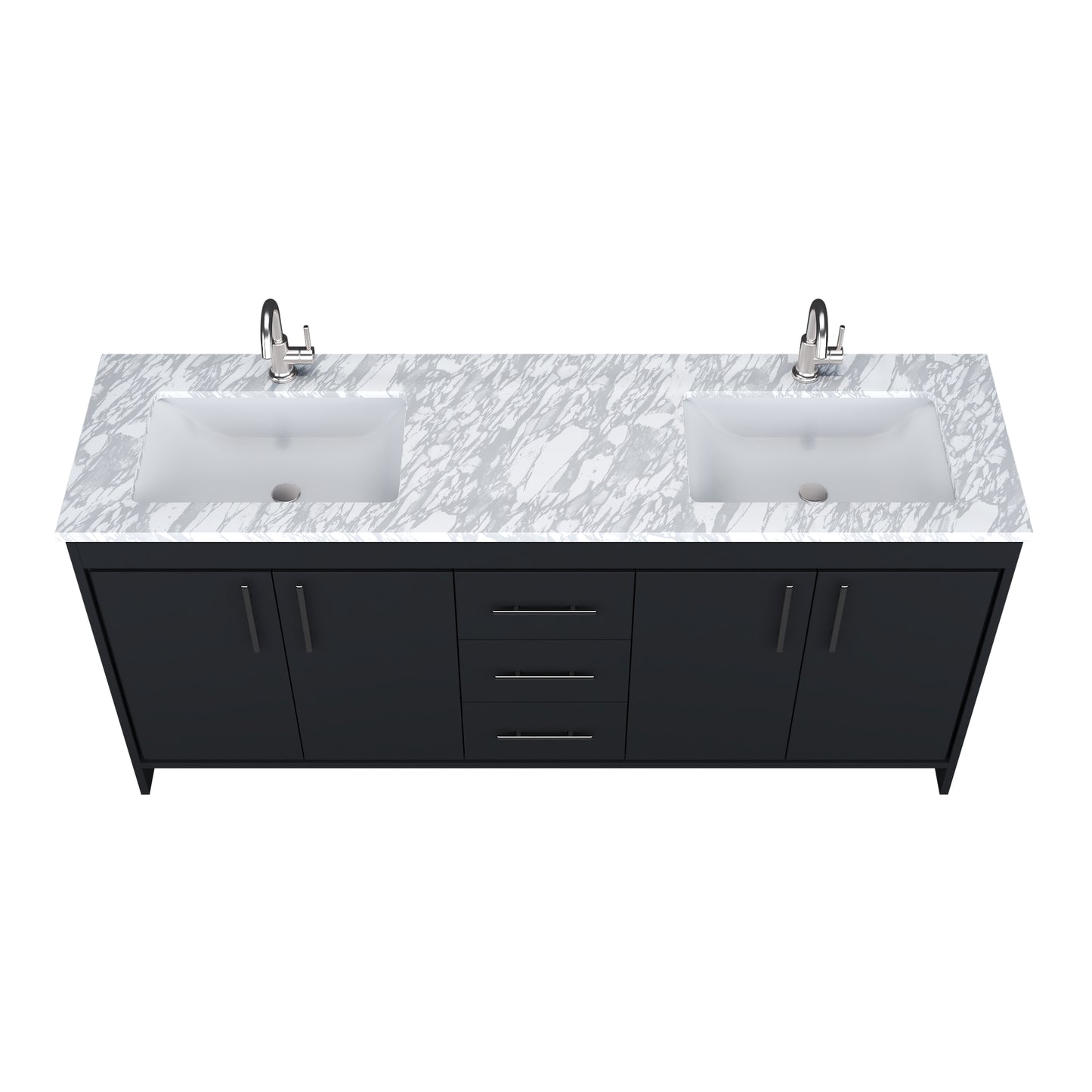 Capri 72" Double Sink Bathroom Vanity with integrated counter top