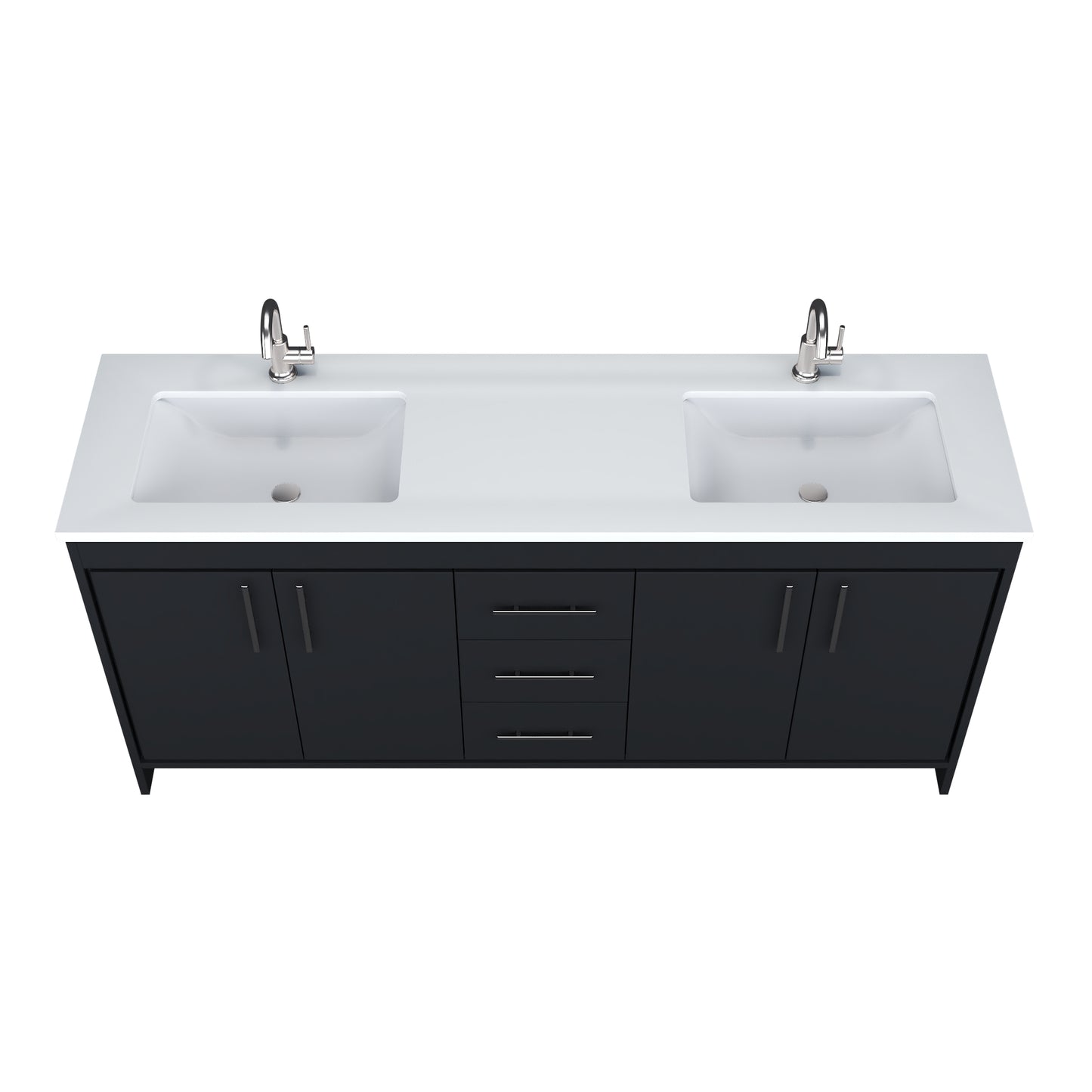 Capri 72" Double Sink Bathroom Vanity with integrated counter top