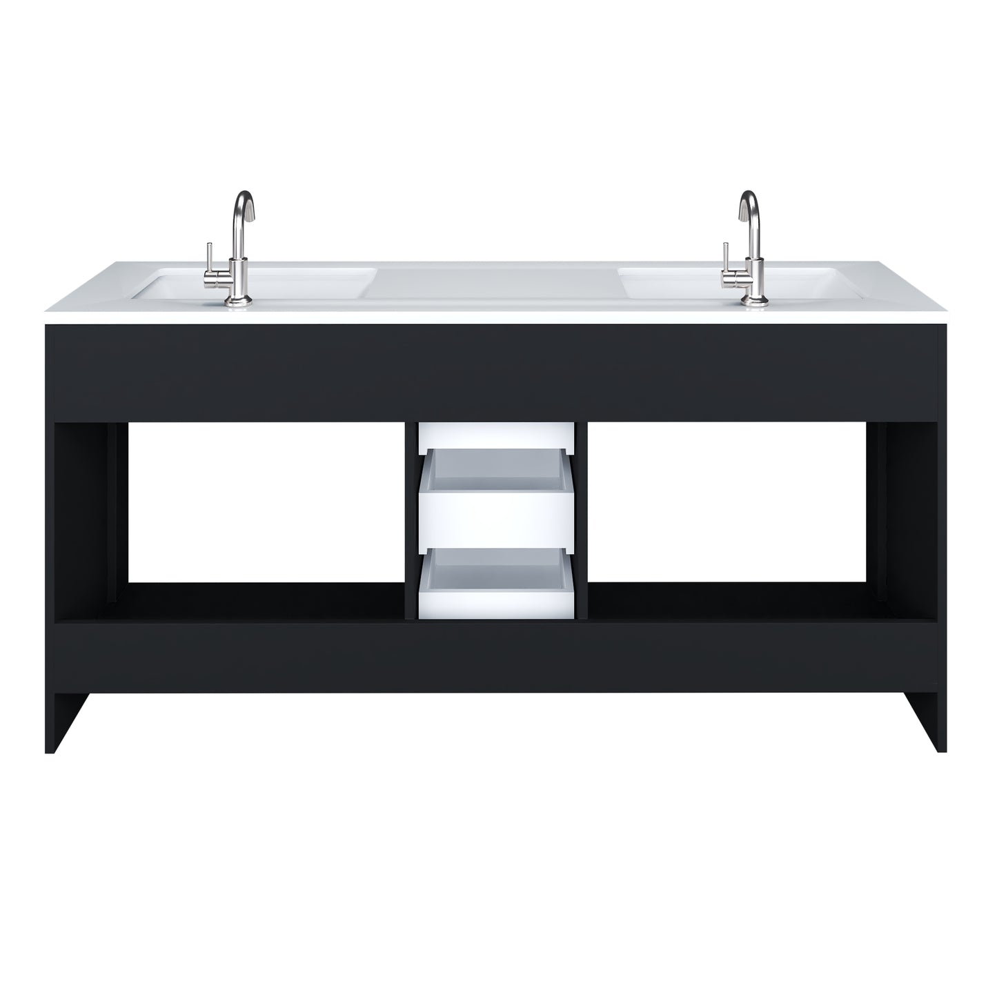 Capri 72" Double Sink Bathroom Vanity with integrated counter top