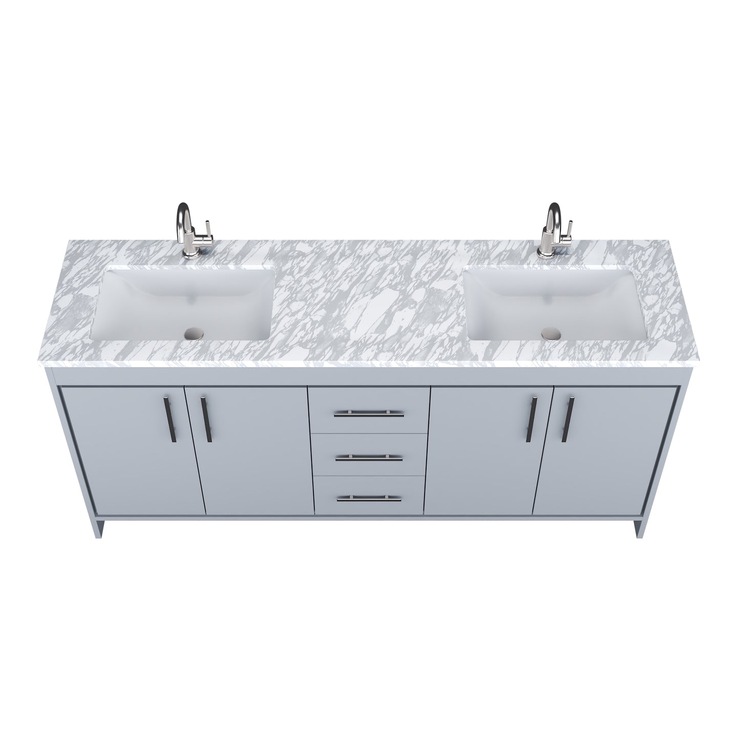 Capri 72" Double Sink Bathroom Vanity with integrated counter top