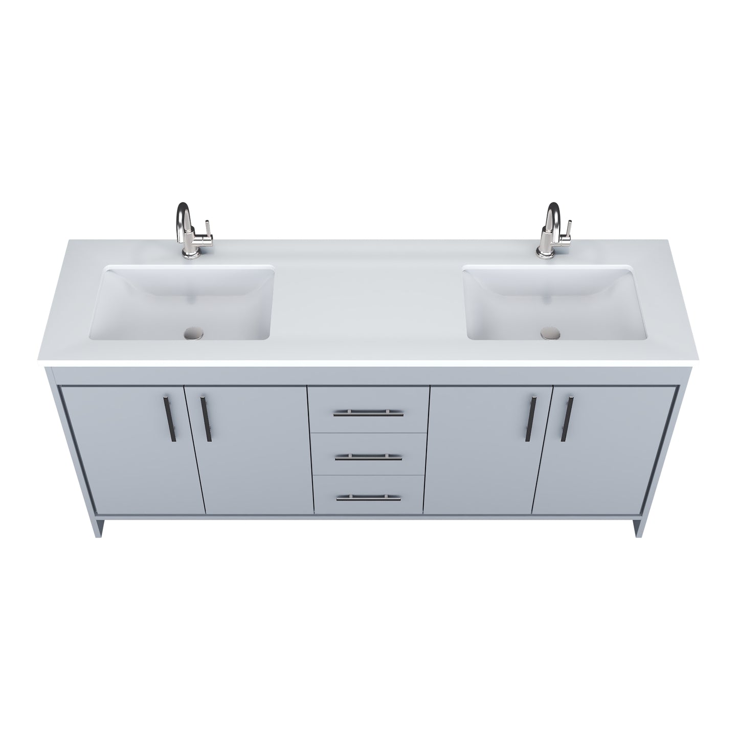 Capri 72" Double Sink Bathroom Vanity with integrated counter top