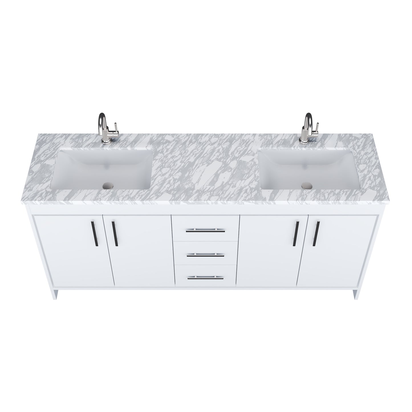 Capri 72" Double Sink Bathroom Vanity with integrated counter top