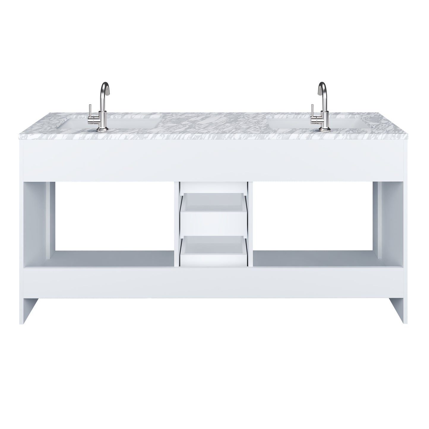 Capri 72" Double Sink Bathroom Vanity with integrated counter top