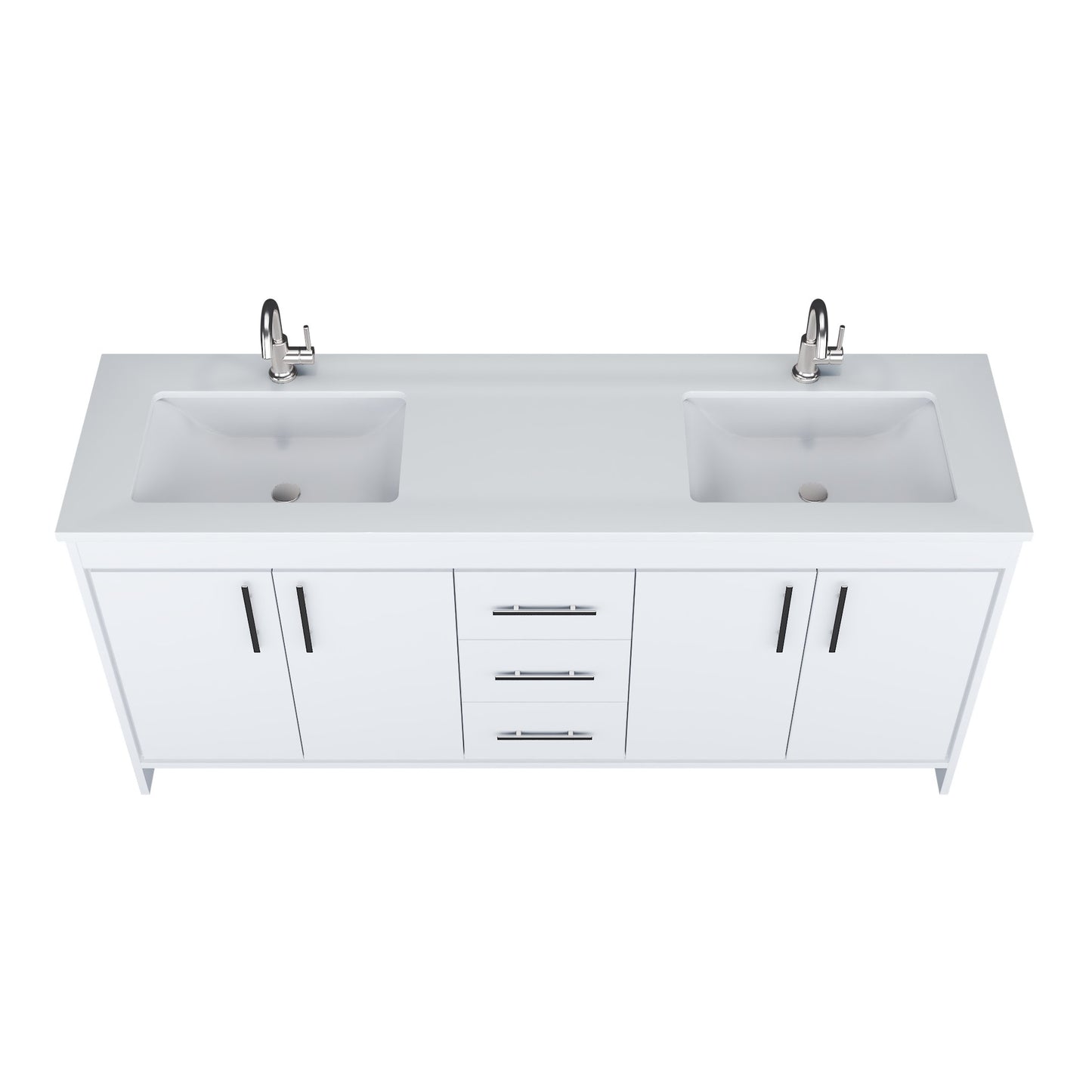 Capri 72" Double Sink Bathroom Vanity with integrated counter top