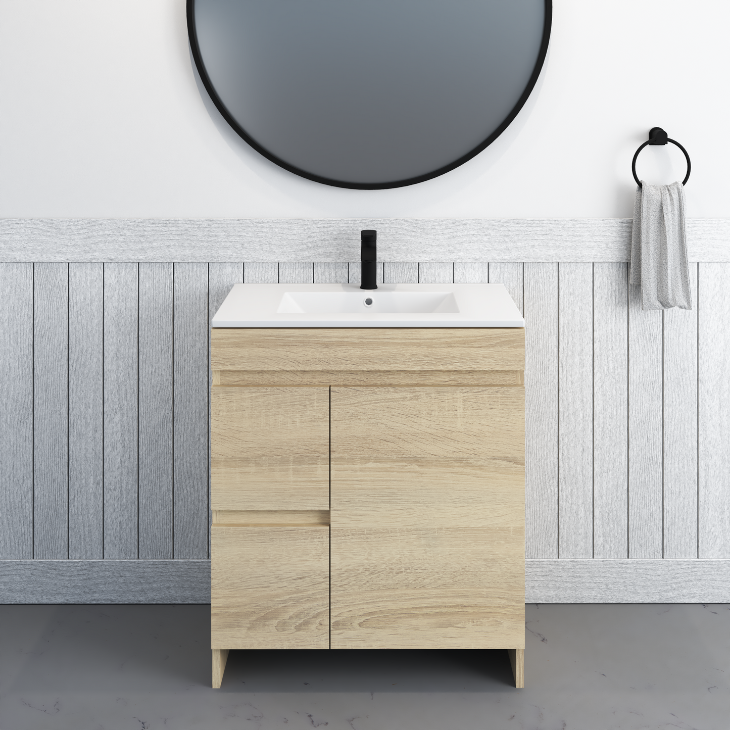 Cinnamon 30" Bathroom Vanity with integrated counter top Left Side Drawers