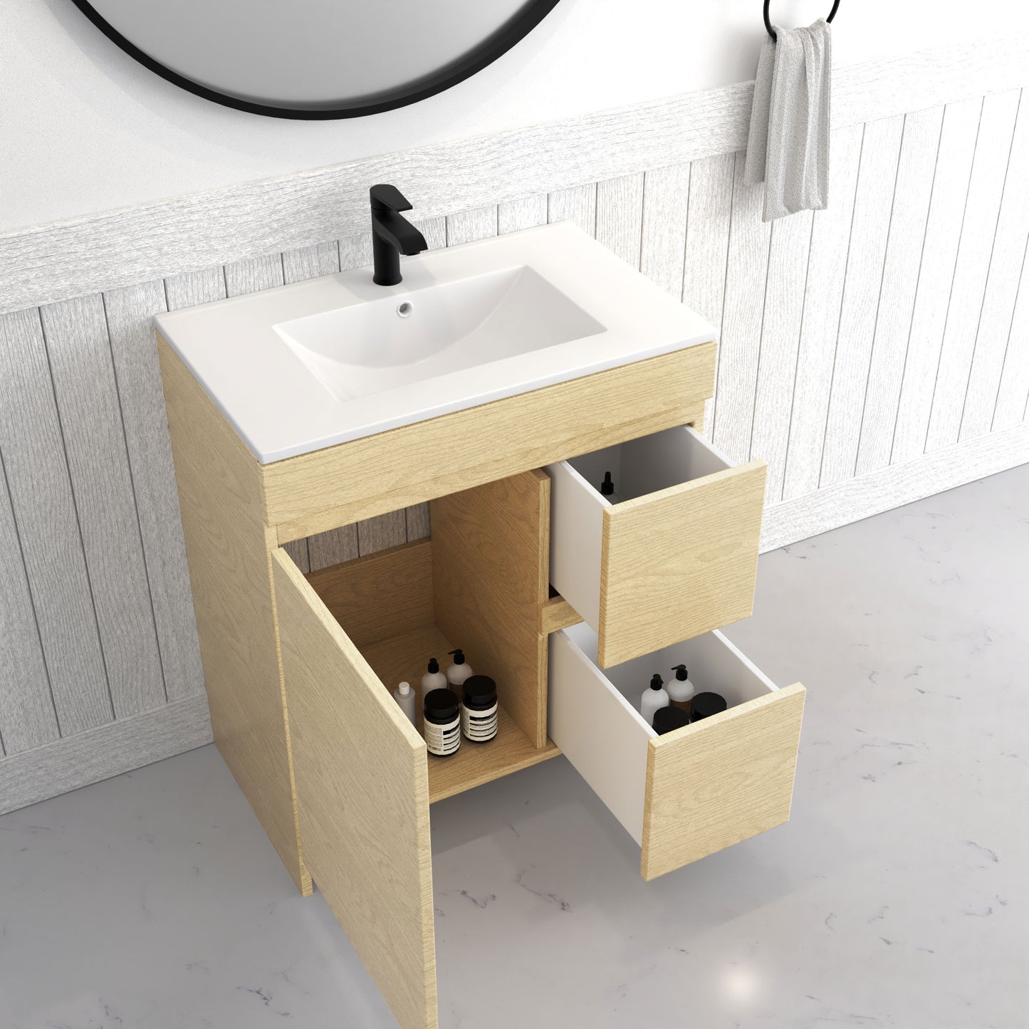 Cinnamon 30" Bathroom Vanity with integrated counter top Right Side Drawers