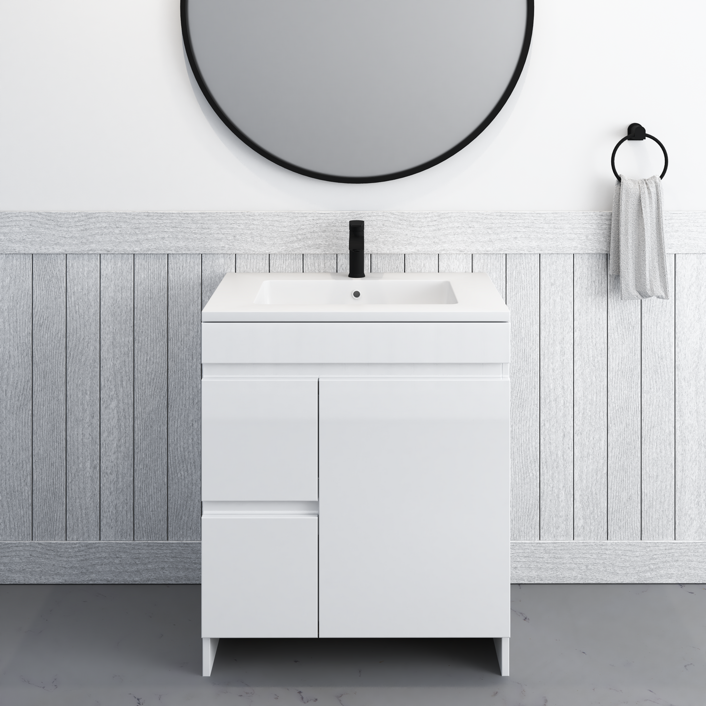 Cinnamon 30" Bathroom Vanity with integrated counter top Left Side Drawers