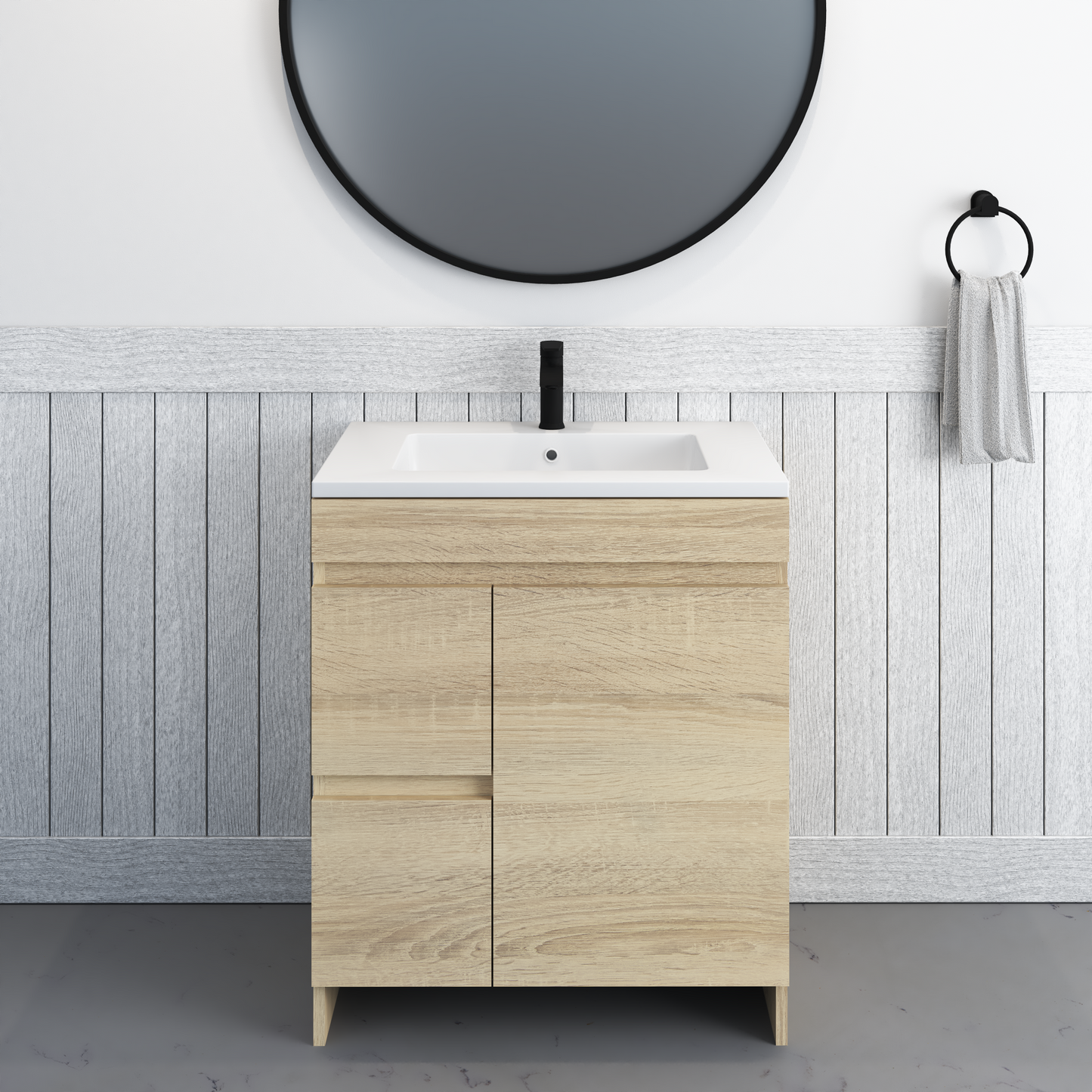 Cinnamon 30" Bathroom Vanity with integrated counter top Left Side Drawers