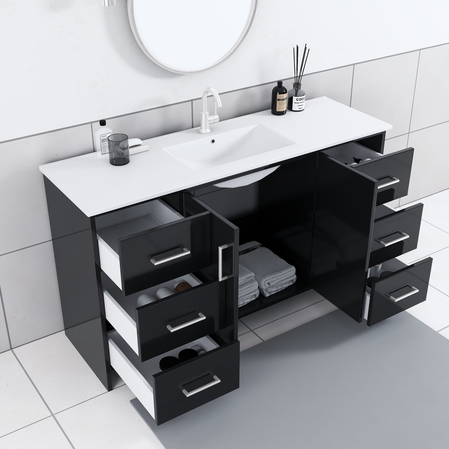 Norway 60" Single Sink Bathroom Vanity with Counter top