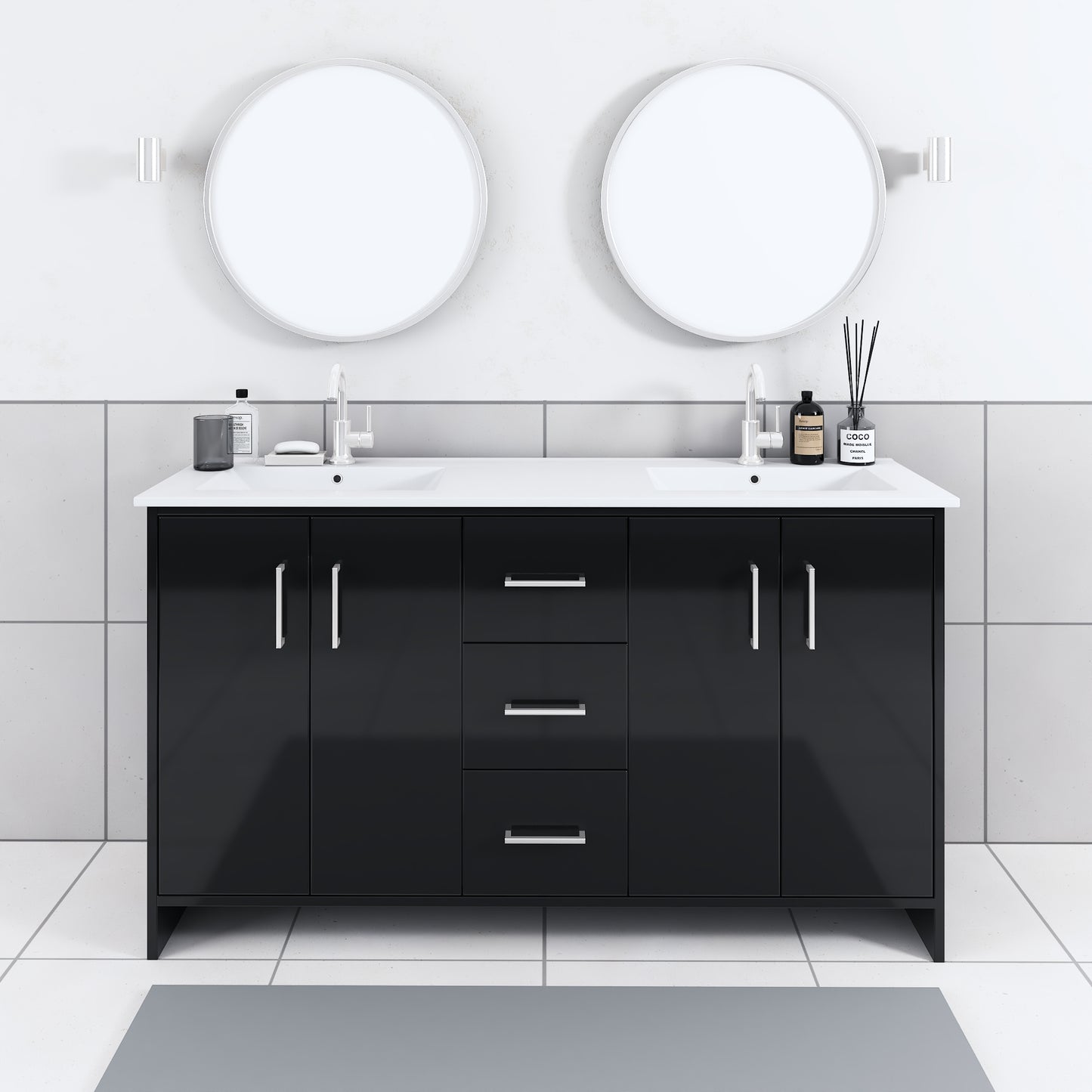 Norway 60" Double Sink Bathroom Vanity with Counter top