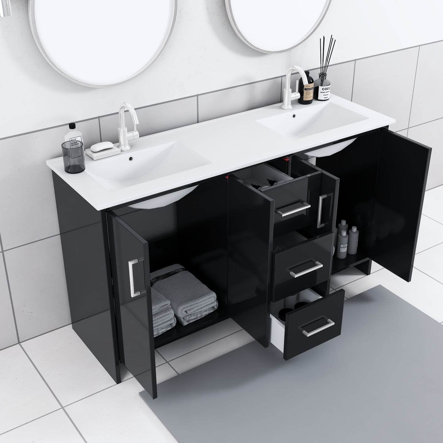 Norway 60" Double Sink Bathroom Vanity with Counter top