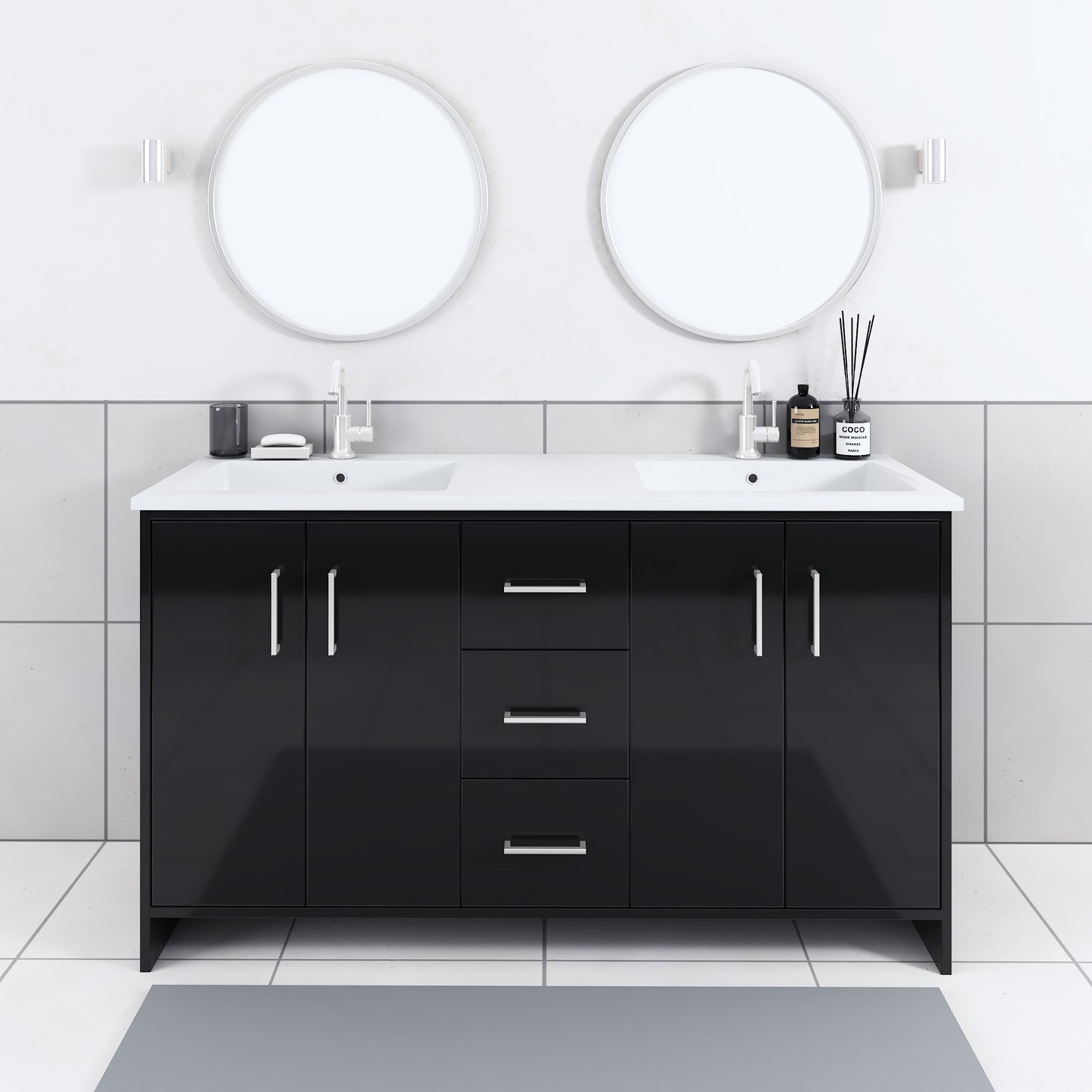 Norway 60" Double Sink Bathroom Vanity with Counter top