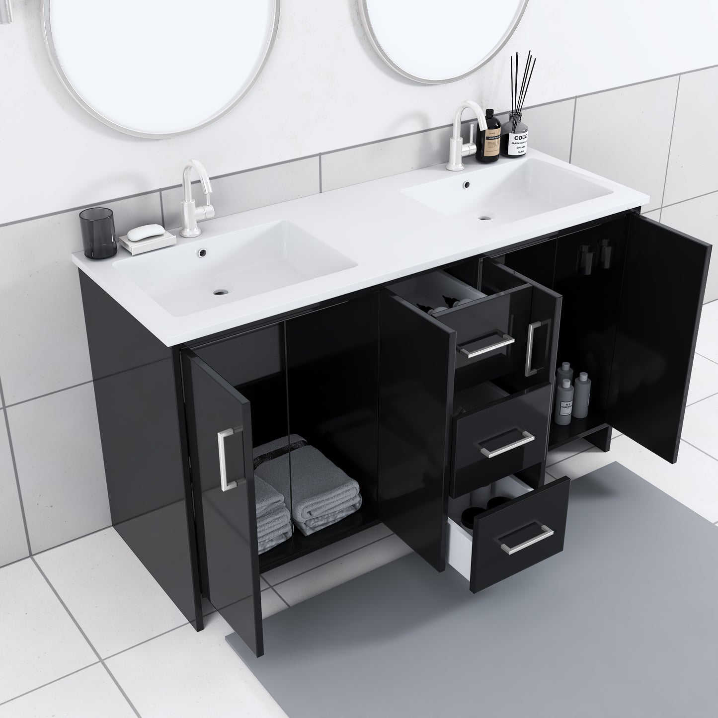 Norway 60" Double Sink Bathroom Vanity with Counter top