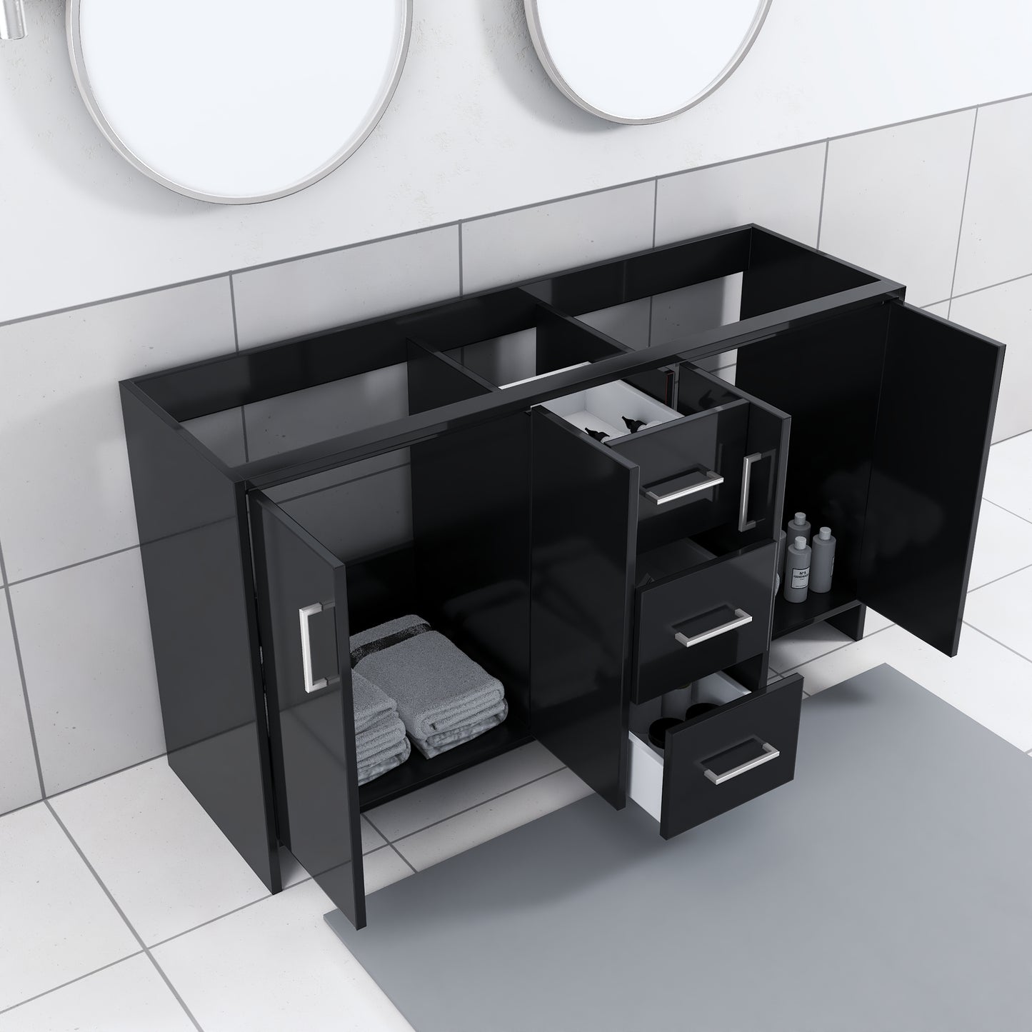 Norway 60" Double Sink Bathroom Vanity Cabinet Only