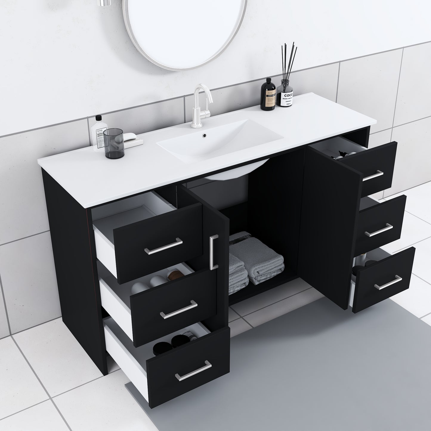 Norway 60" Single Sink Bathroom Vanity with Counter top