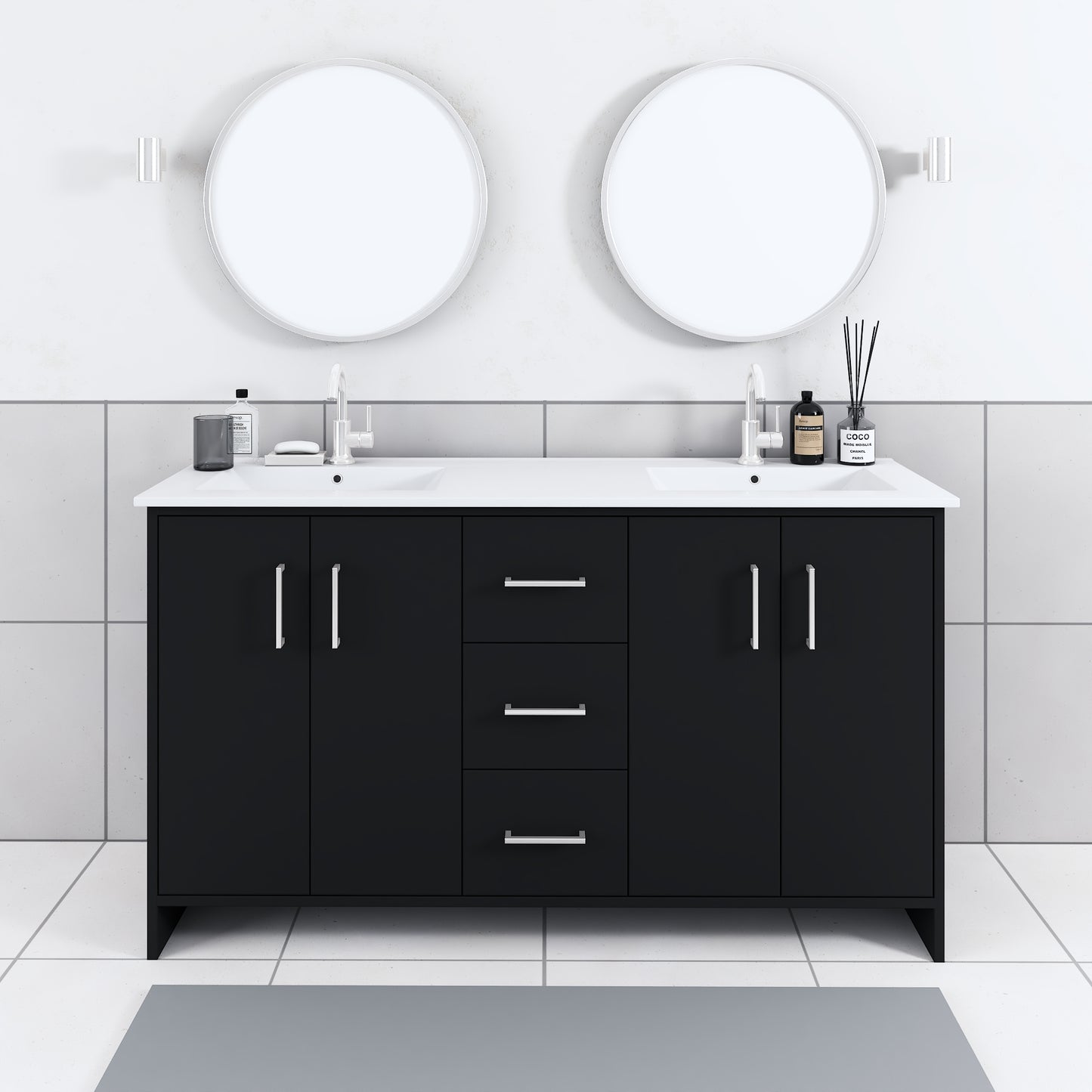 Norway 60" Double Sink Bathroom Vanity with Counter top