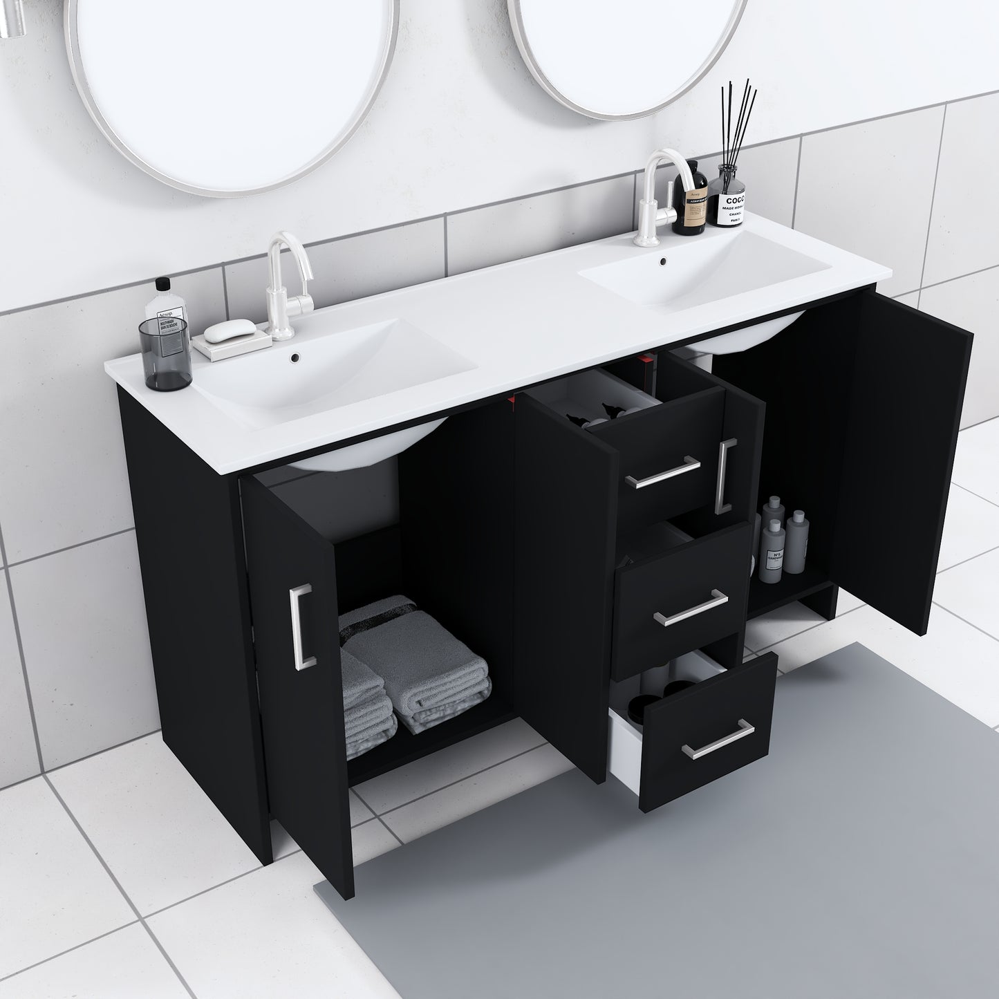 Norway 60" Double Sink Bathroom Vanity with Counter top