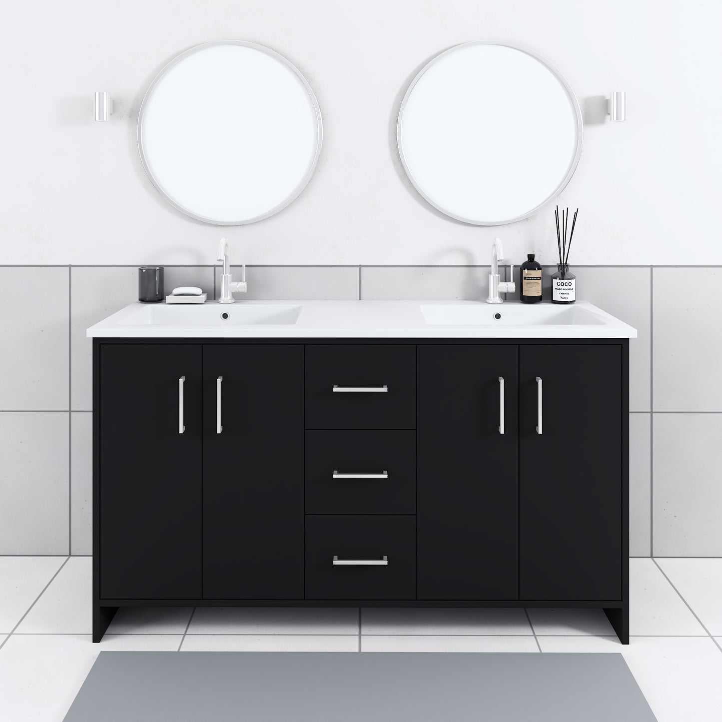 Norway 60" Double Sink Bathroom Vanity with Counter top