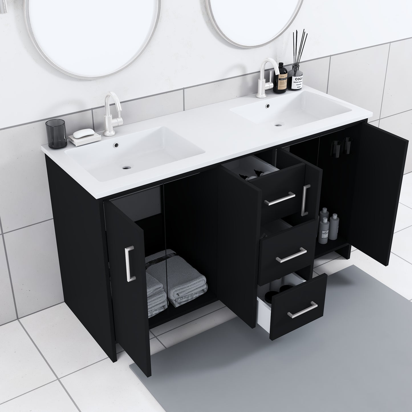 Norway 60" Double Sink Bathroom Vanity with Counter top