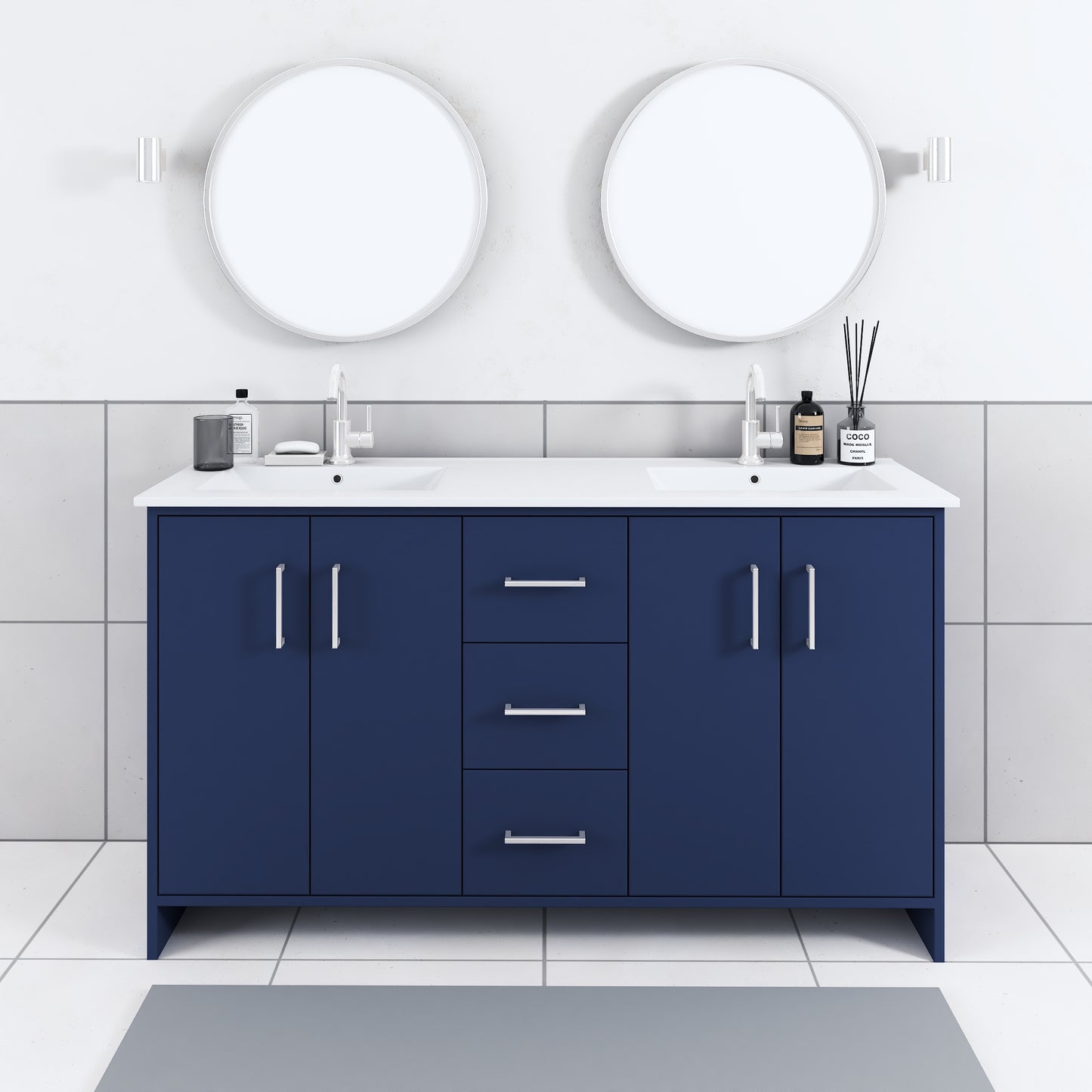 Norway 60" Double Sink Bathroom Vanity with Counter top