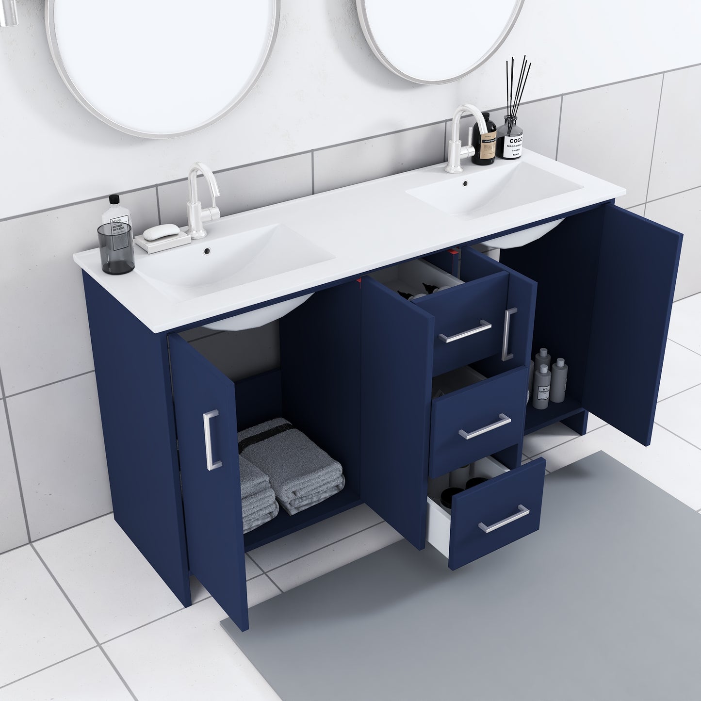 Norway 60" Double Sink Bathroom Vanity with Counter top