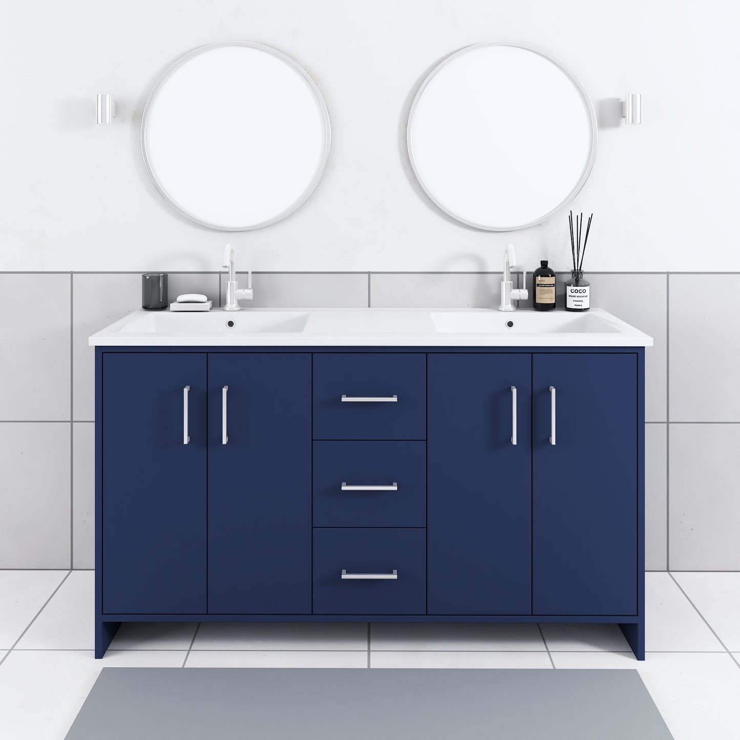 Norway 60" Double Sink Bathroom Vanity with Counter top