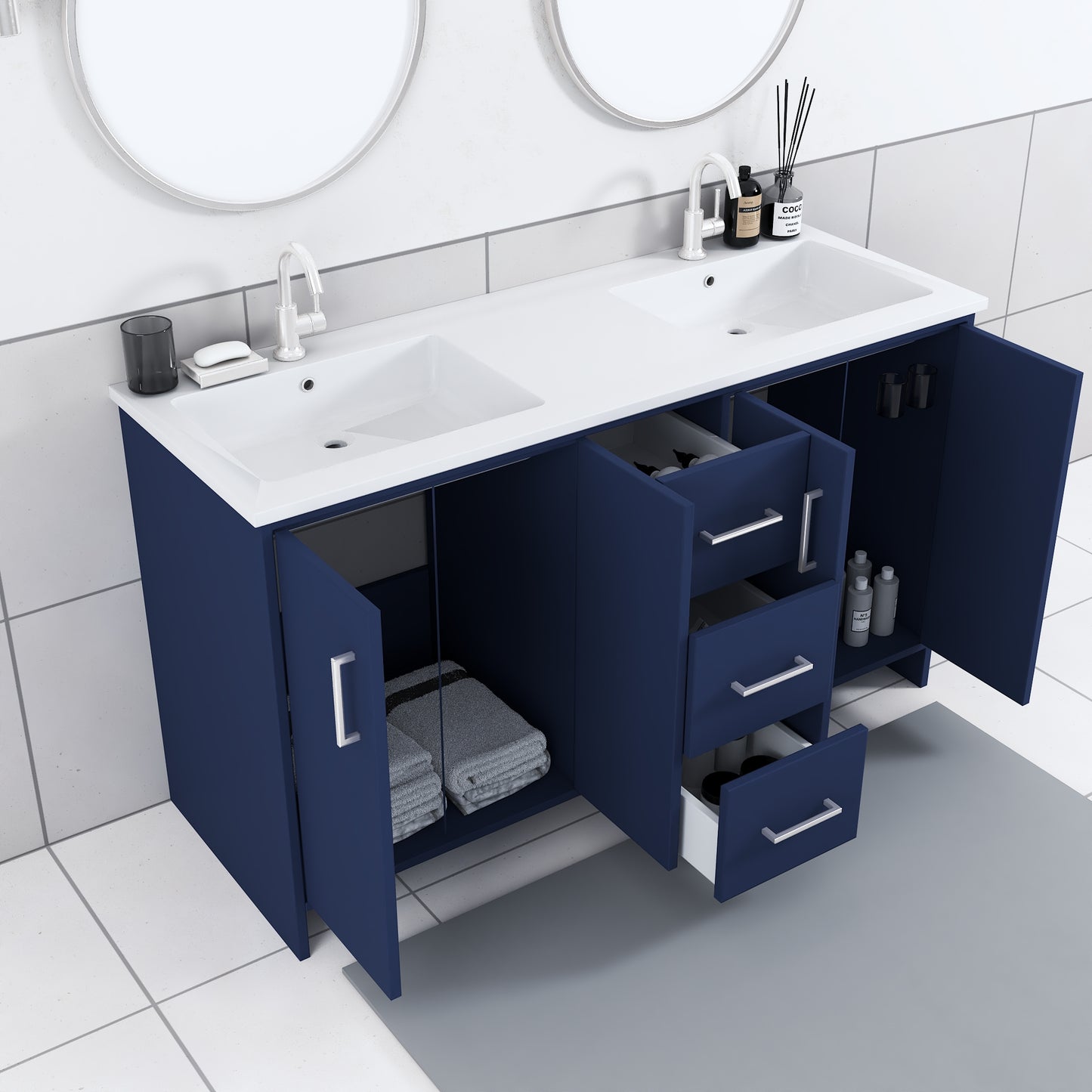 Norway 60" Double Sink Bathroom Vanity with Counter top