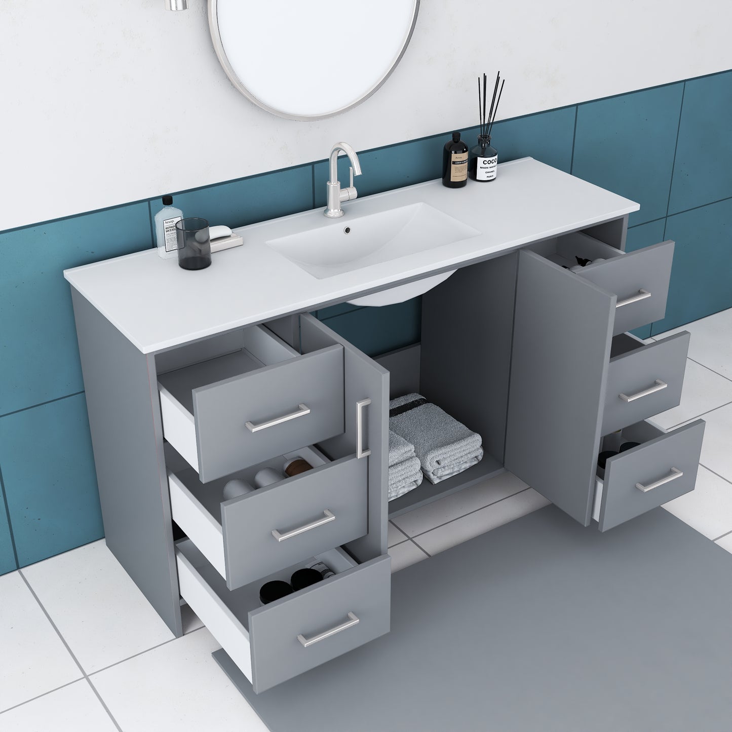 Norway 60" Single Sink Bathroom Vanity with Counter top