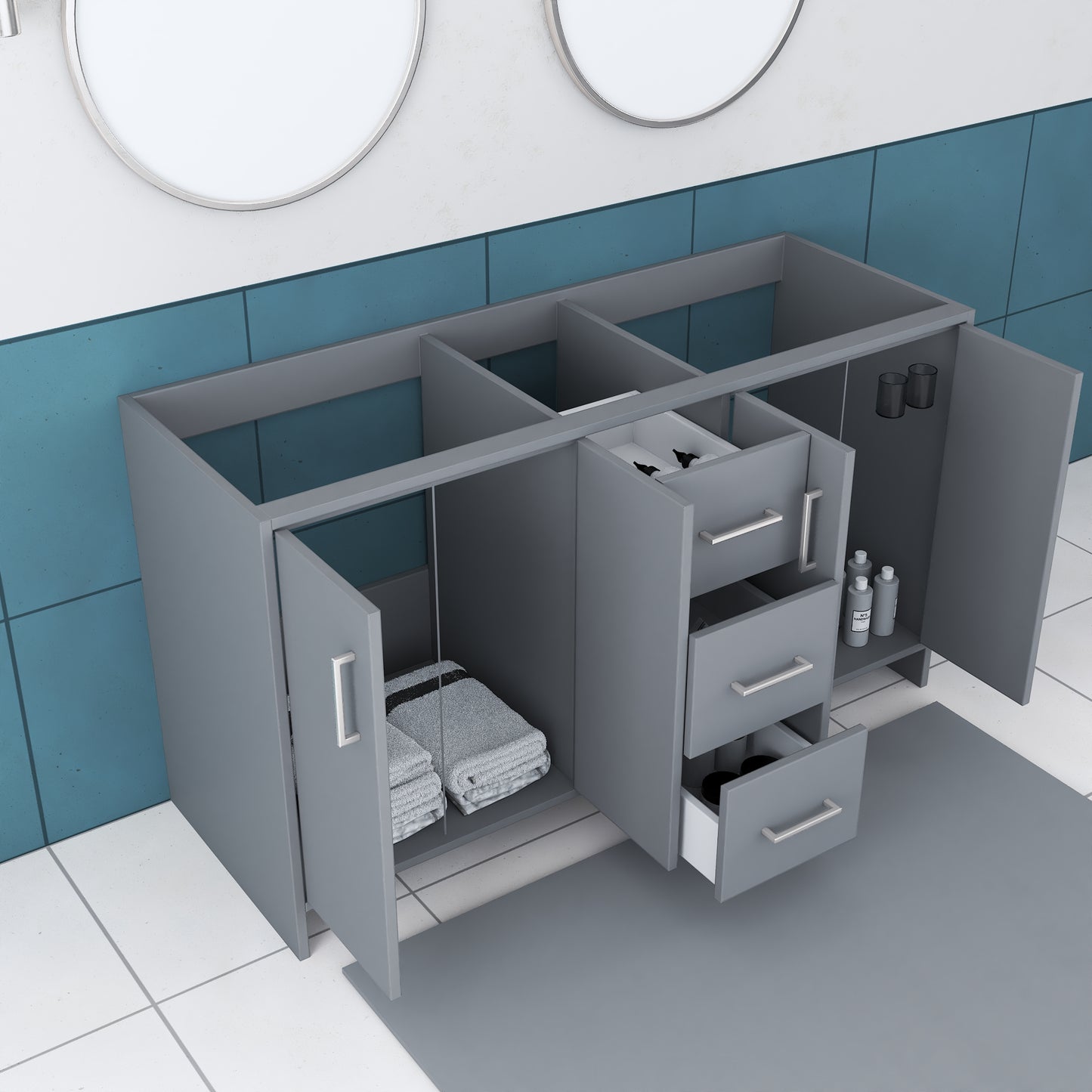 Norway 60" Double Sink Bathroom Vanity Cabinet Only