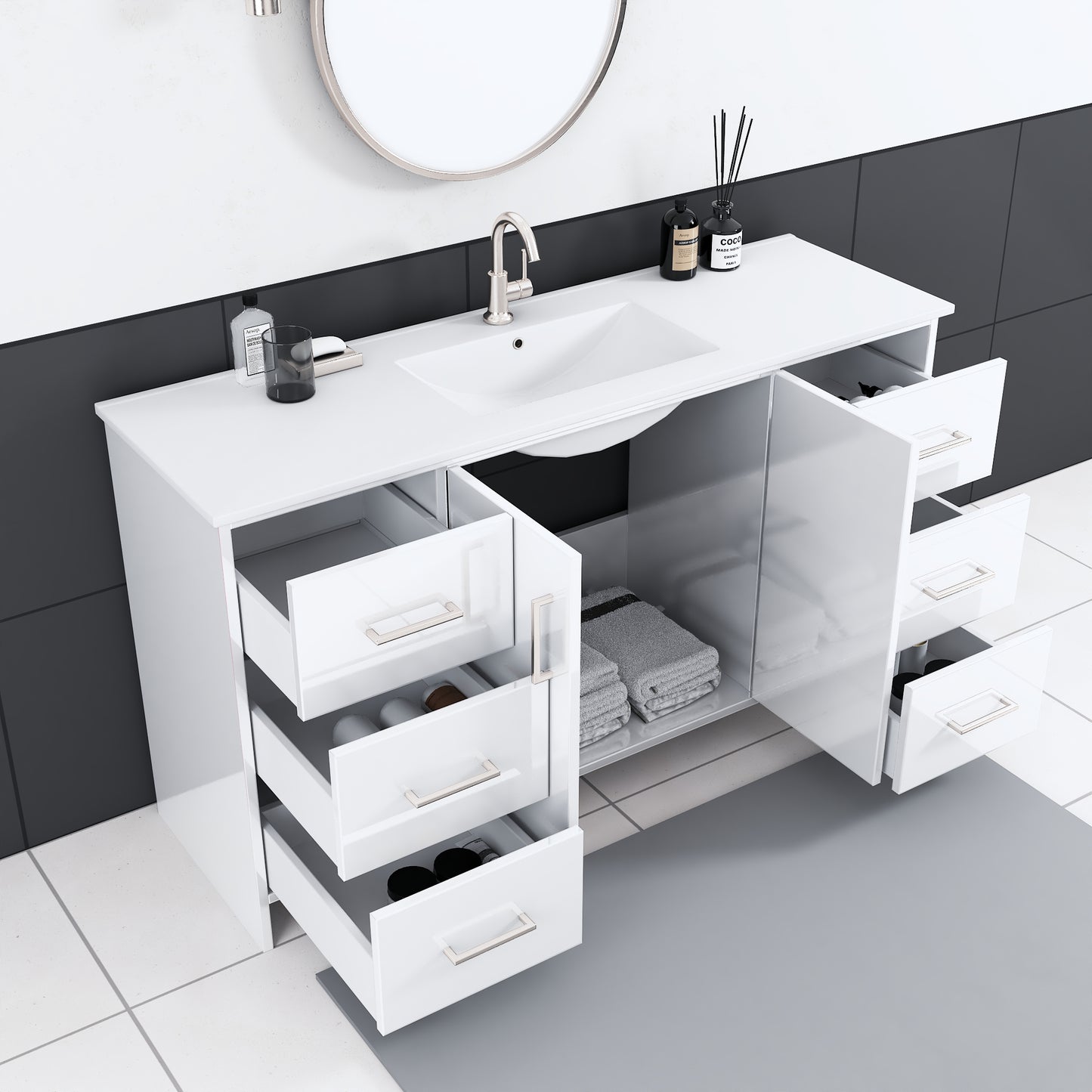 Norway 60" Single Sink Bathroom Vanity with Counter top