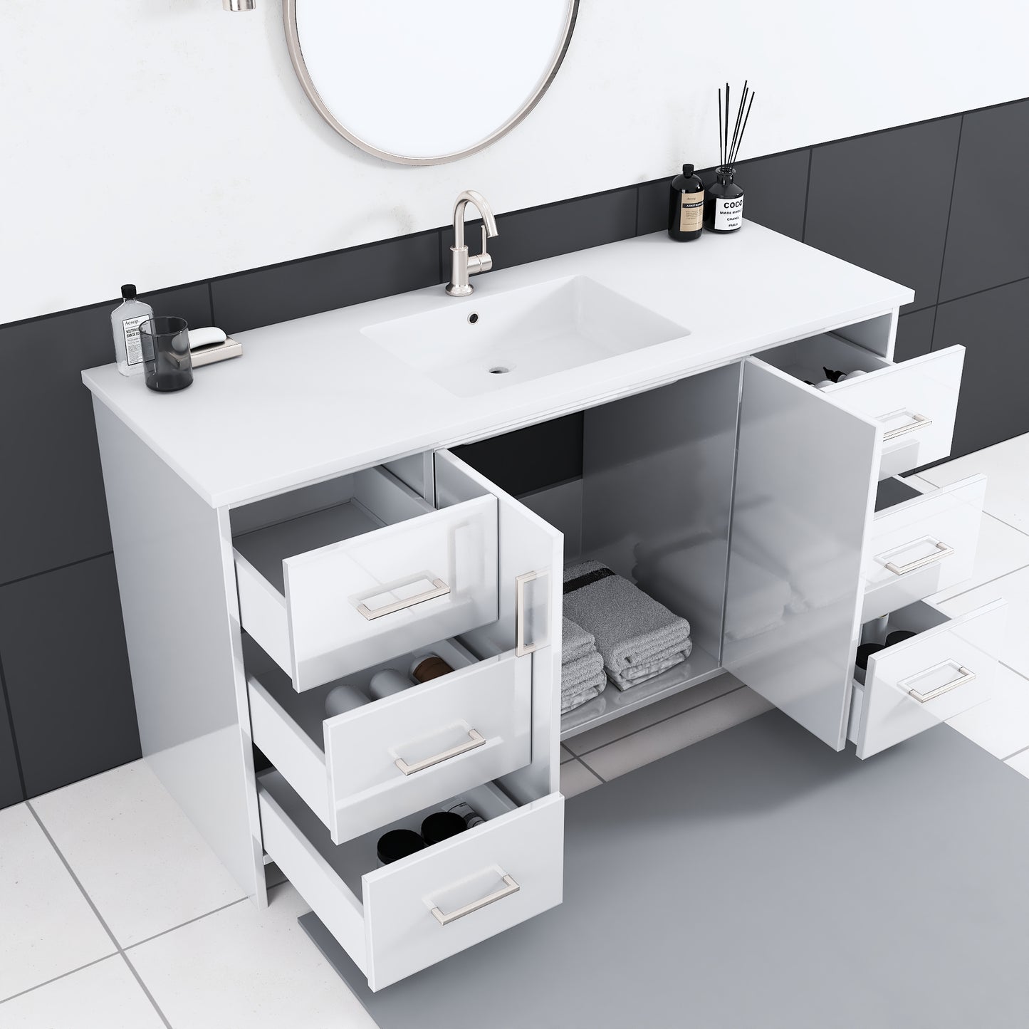 Norway 60" Single Sink Bathroom Vanity with Counter top