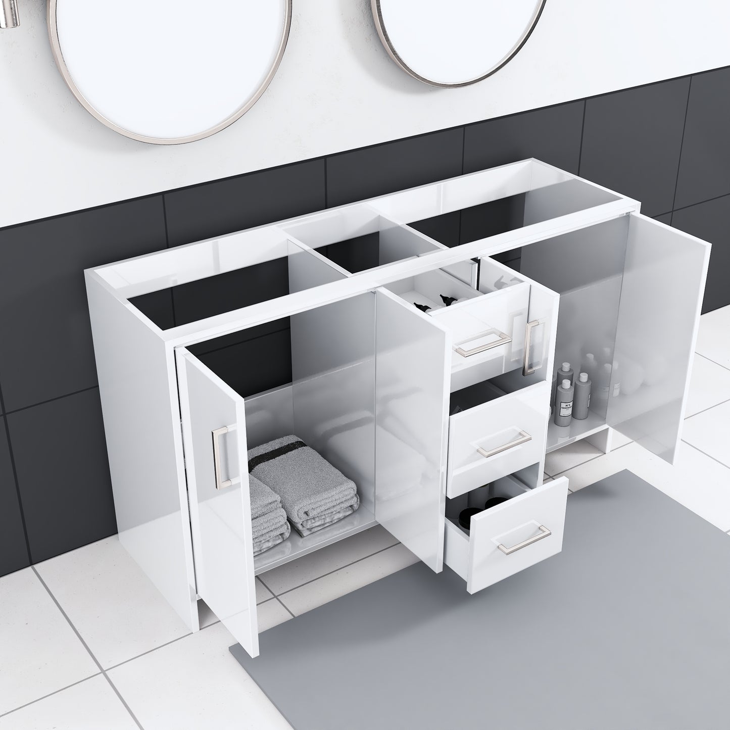Norway 60" Double Sink Bathroom Vanity Cabinet Only