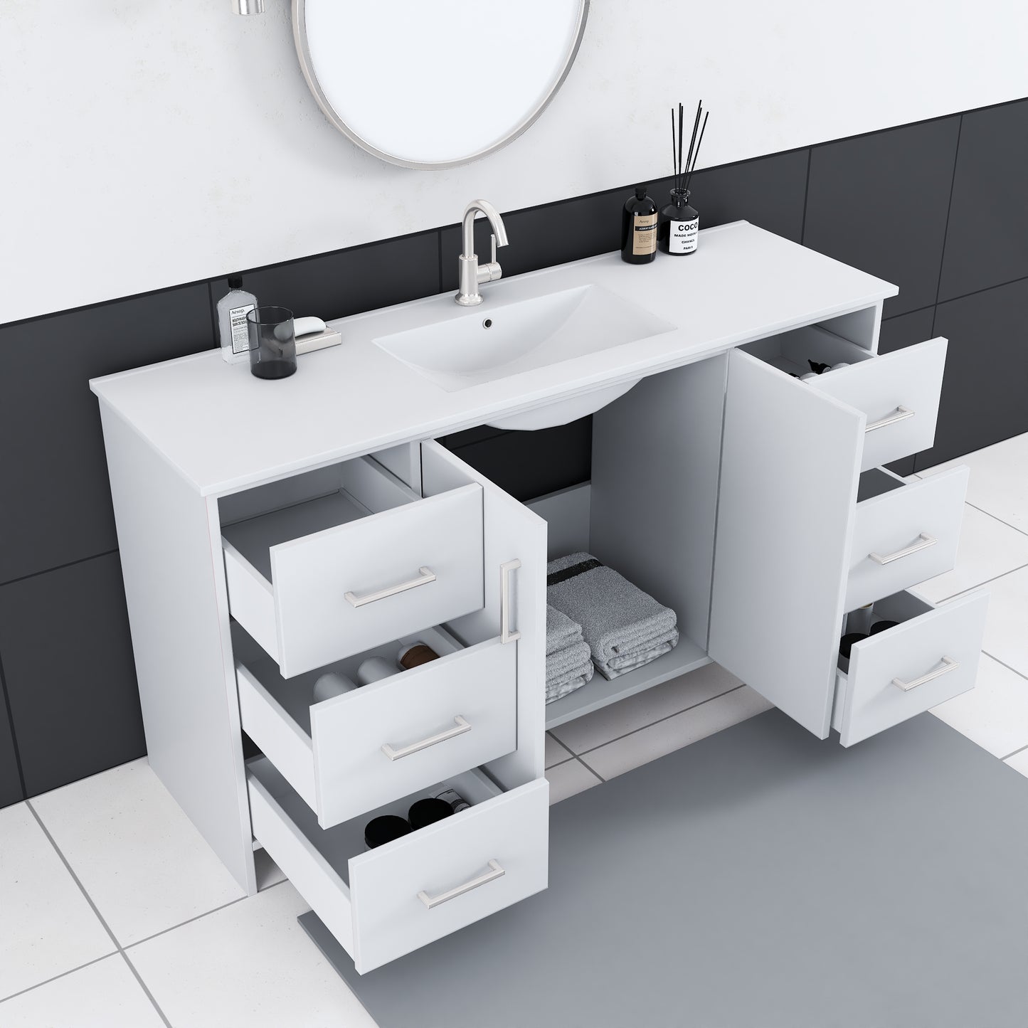 Norway 60" Single Sink Bathroom Vanity with Counter top