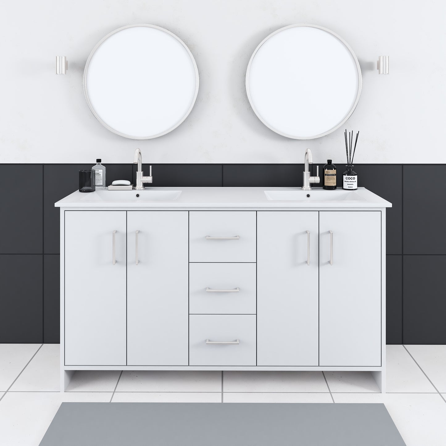Norway 60" Double Sink Bathroom Vanity with Counter top