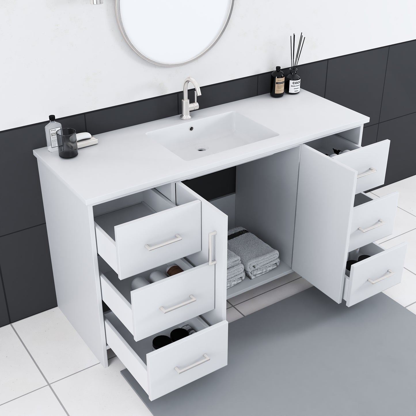 Norway 60" Single Sink Bathroom Vanity with Counter top