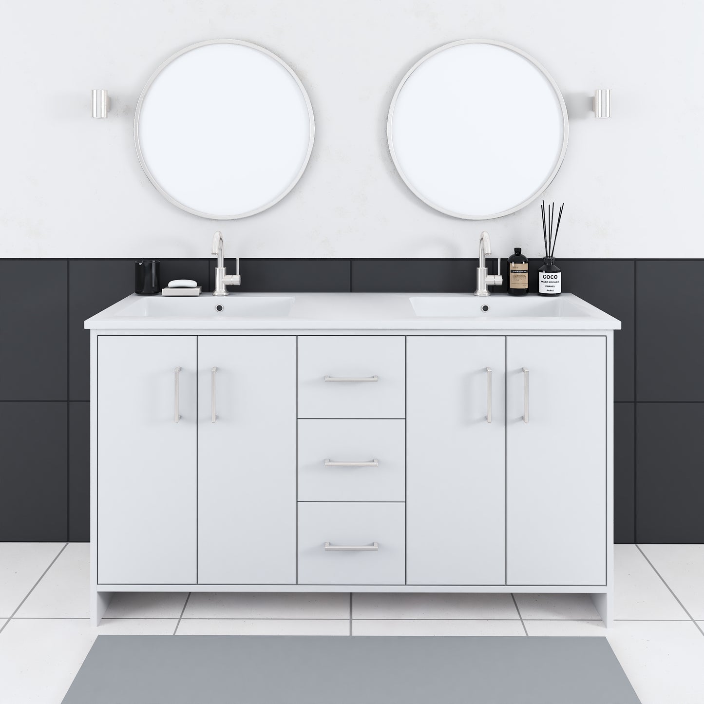 Norway 60" Double Sink Bathroom Vanity with Counter top