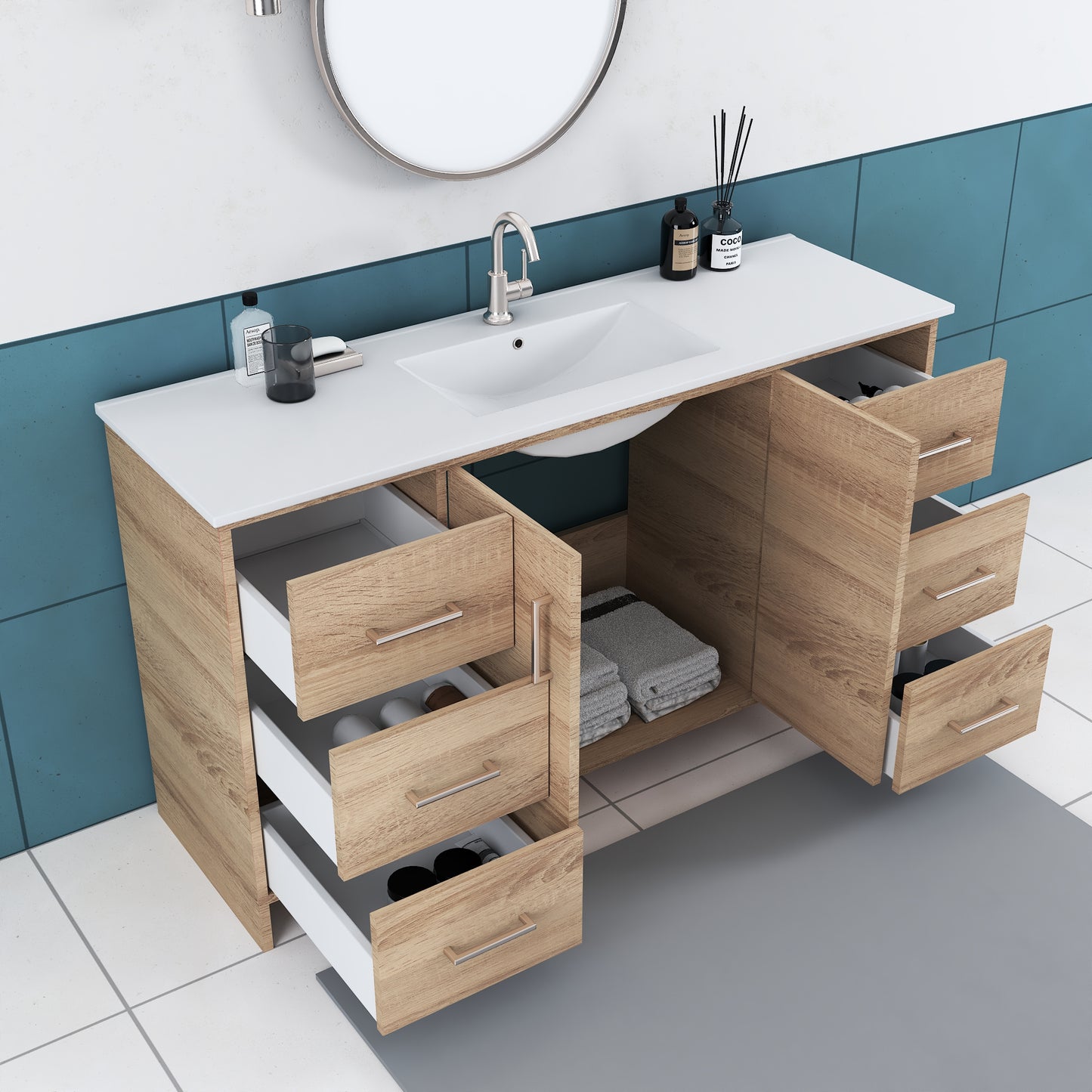 Norway 60" Single Sink Bathroom Vanity with Counter top