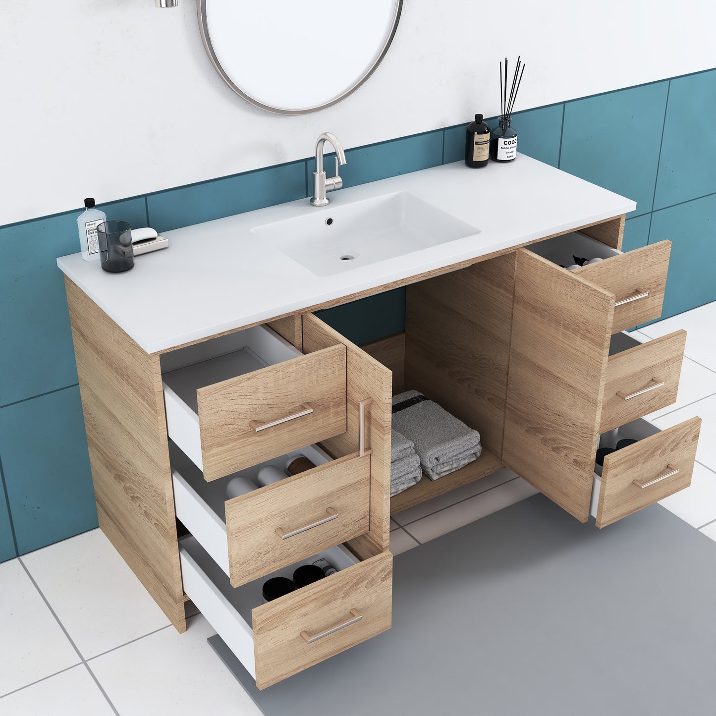 Norway 60" Single Sink Bathroom Vanity with Counter top