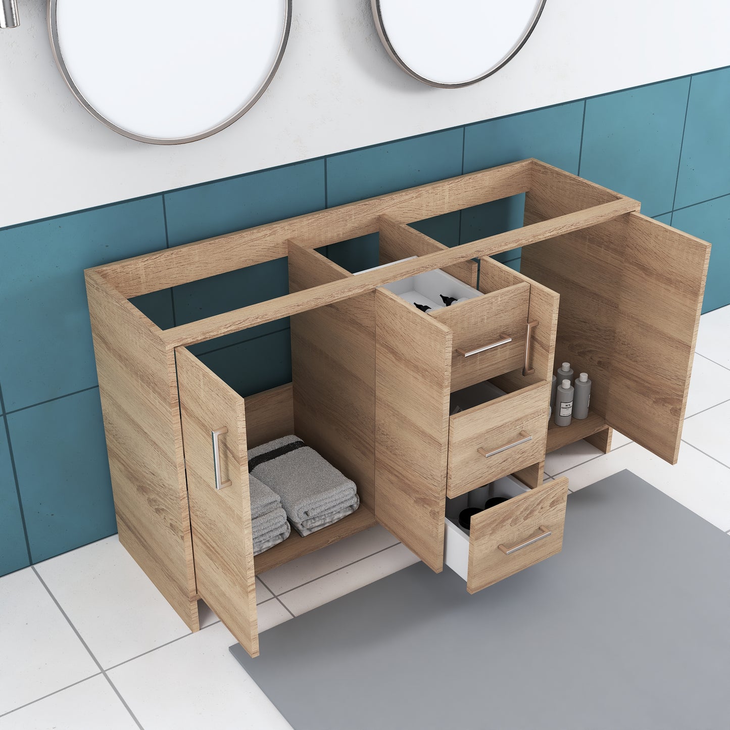 Norway 60" Double Sink Bathroom Vanity Cabinet Only