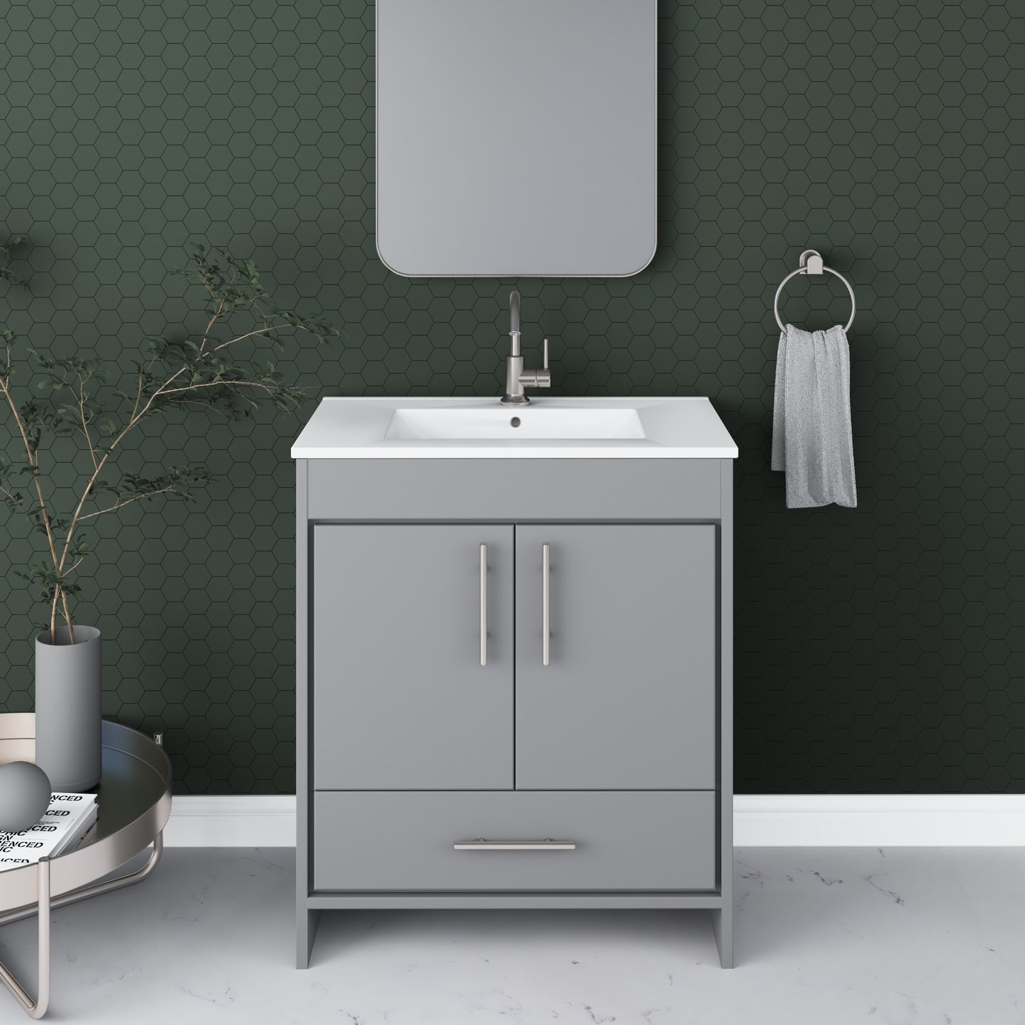 Pacific 30" Bathroom Vanity with Ceramic integrated counter top