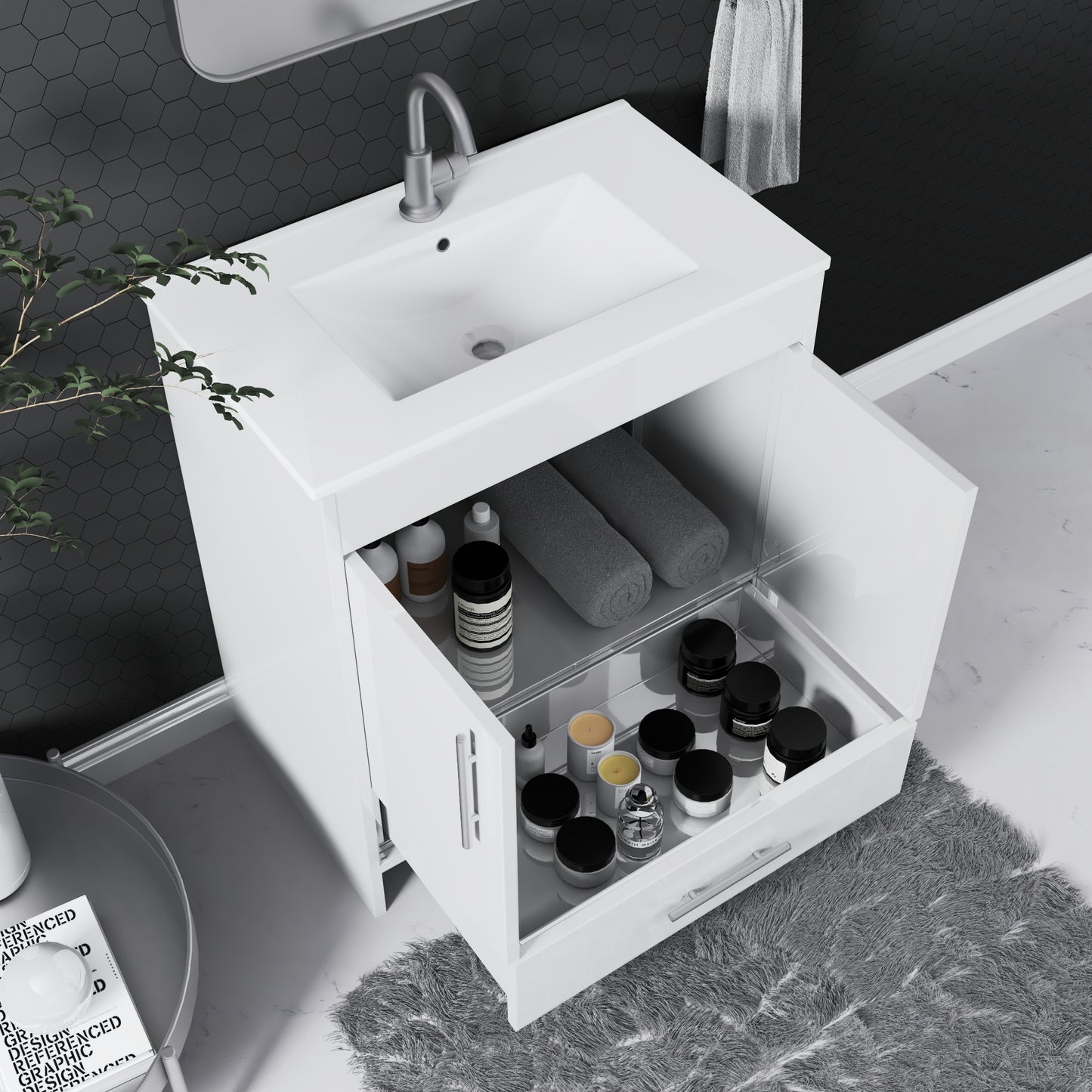 Pacific 32" Bathroom Vanity with Ceramic integrated counter top