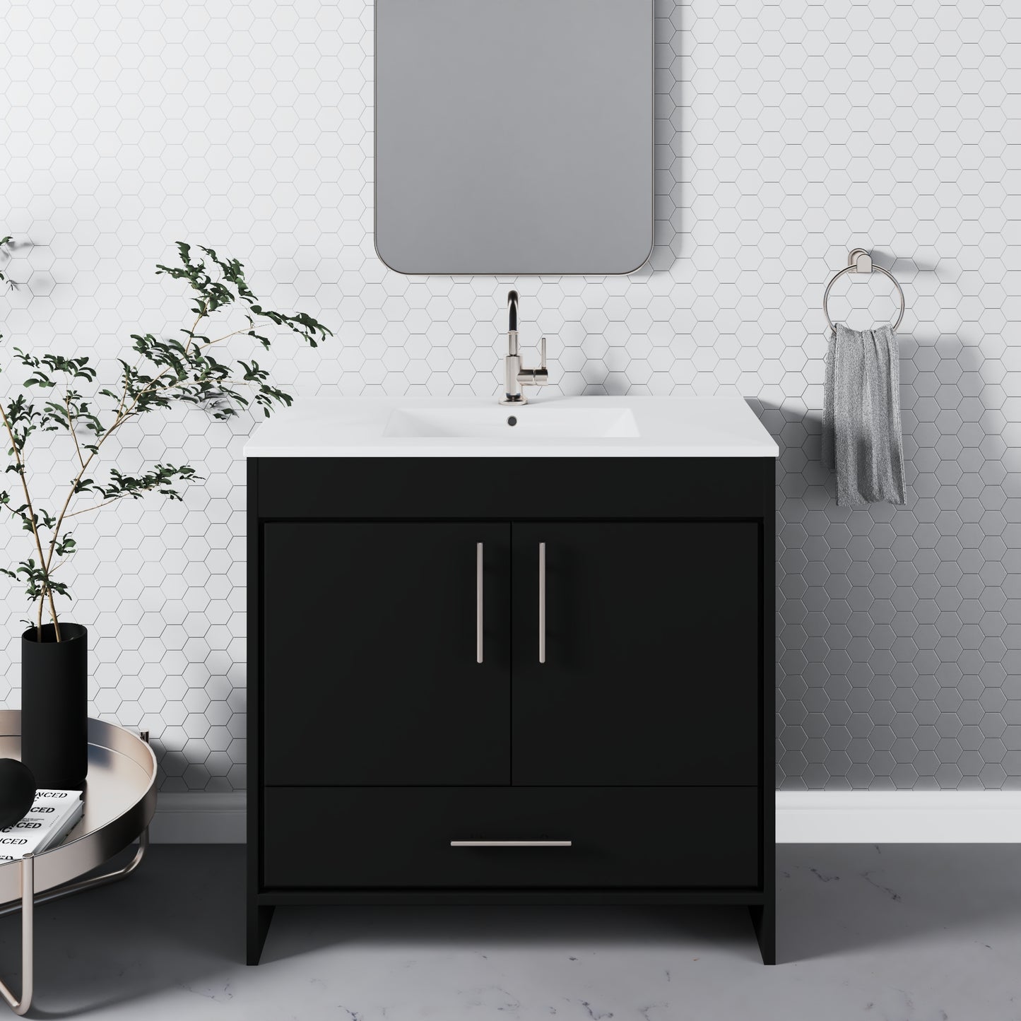 Pacific 36" Bathroom Vanity with Ceramic integrated counter top