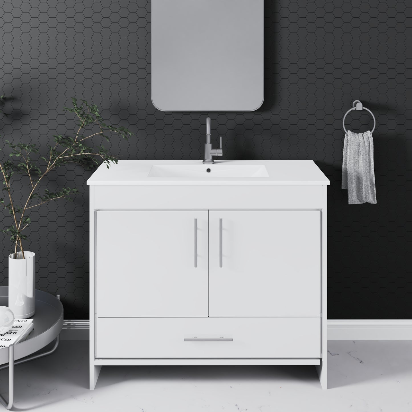 Pacific 40" Bathroom Vanity with Ceramic integrated counter top